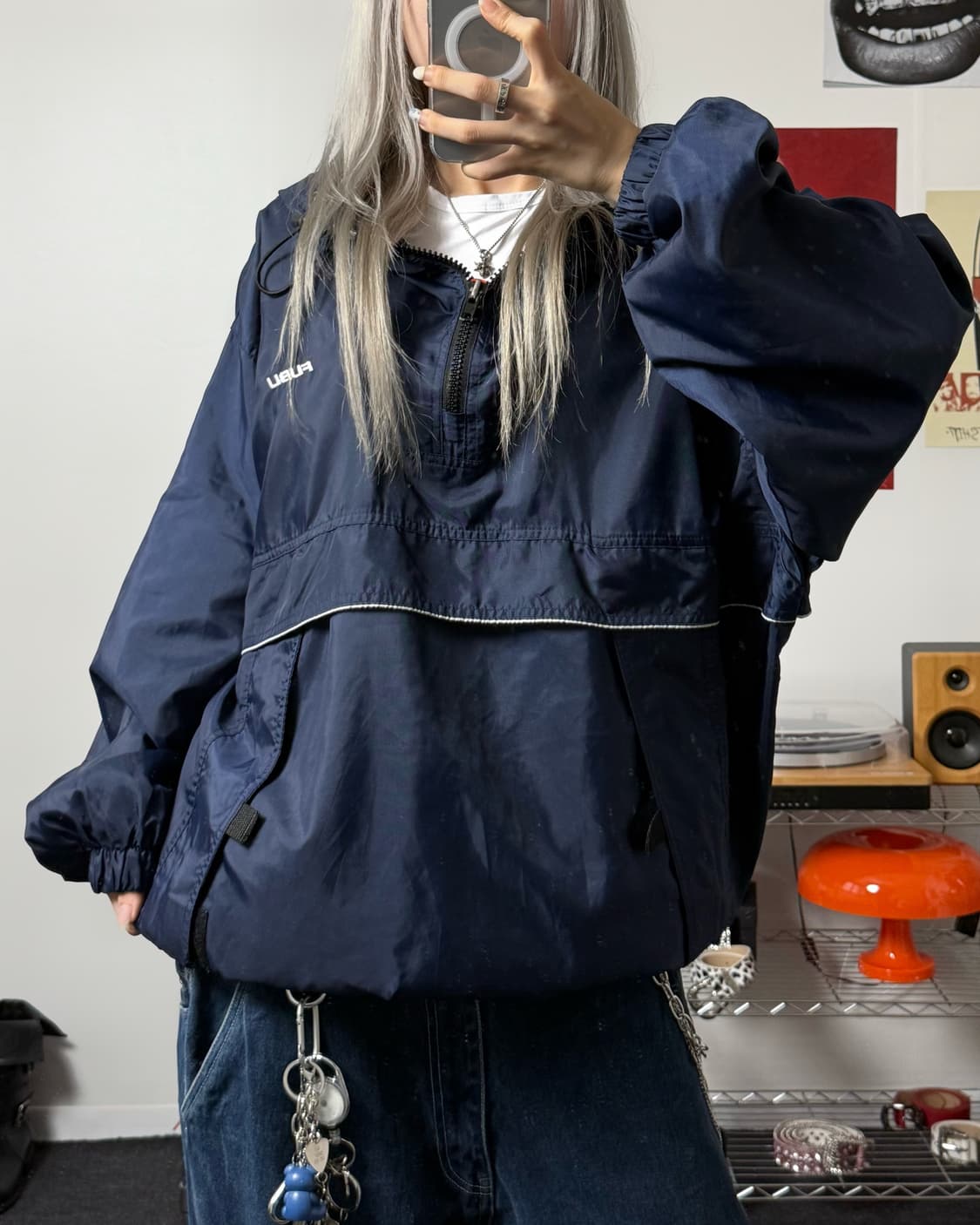푸부 00s 나일론쉘 오버사이즈 네이비 아노락 상품이미지1