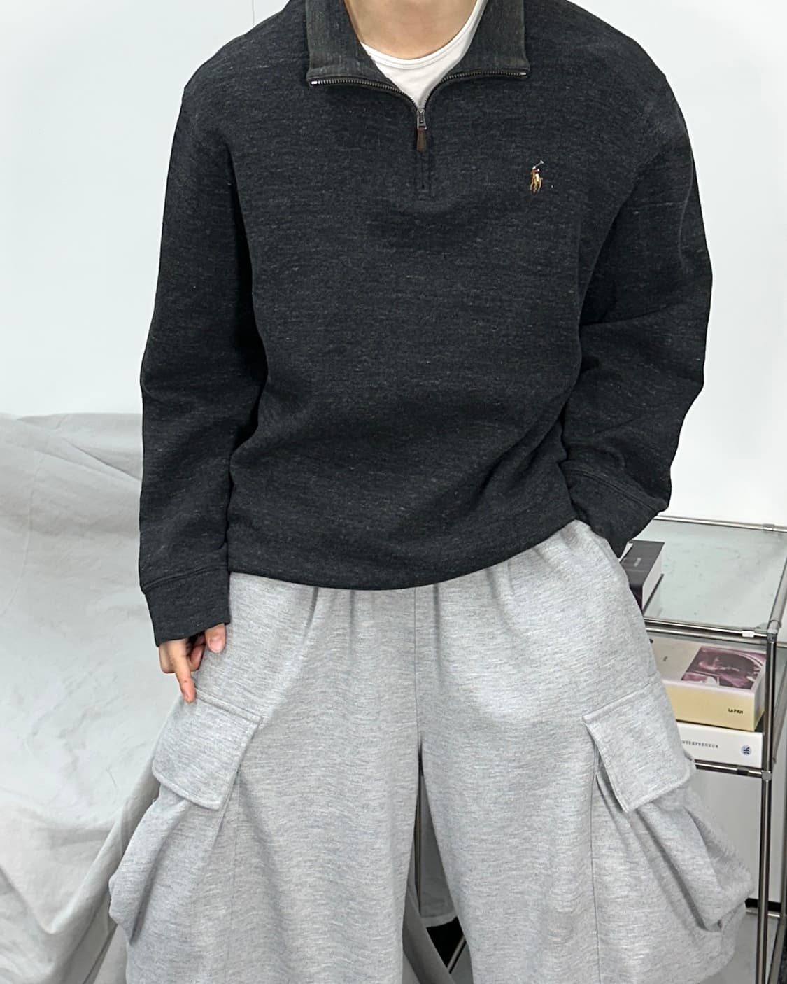 폴로 랄프로렌 차콜 멀티포니 니트 하프집업 L 상품이미지2