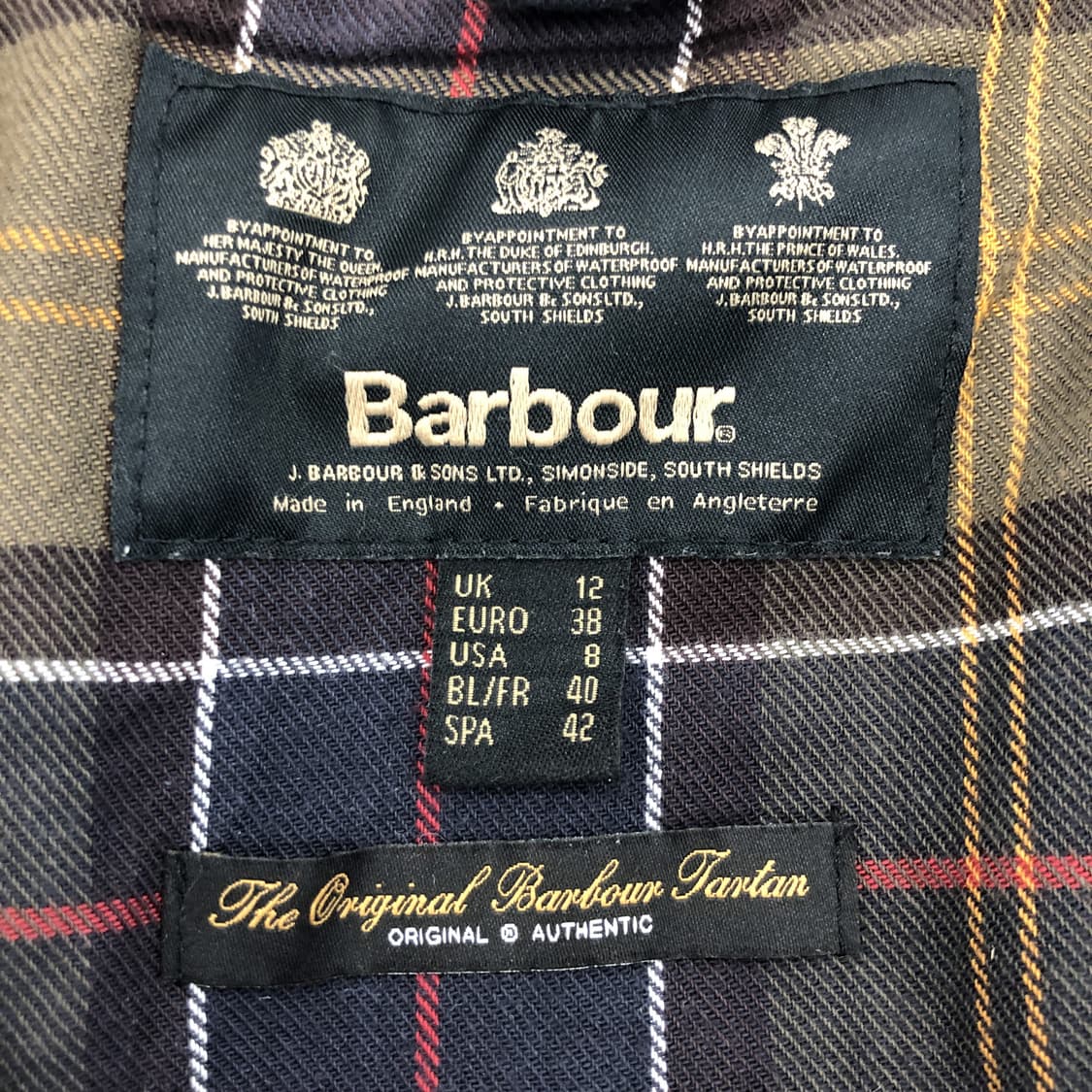 바버 클래식 비드넬 왁스코튼자켓 UK12  상품이미지7