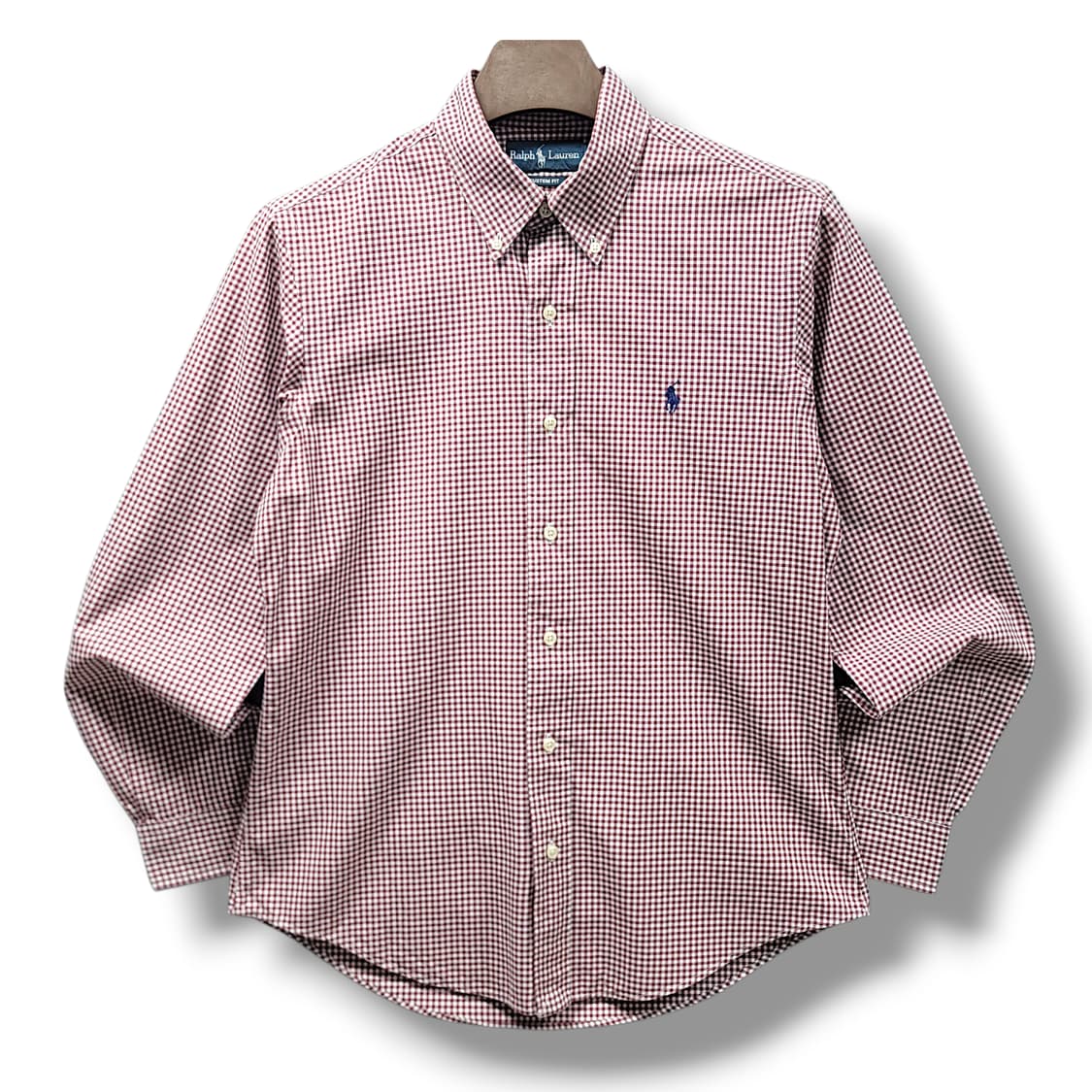 [M] 폴로 브라운&화이트 깅엄 커스텀핏 긴팔셔츠 상품이미지1