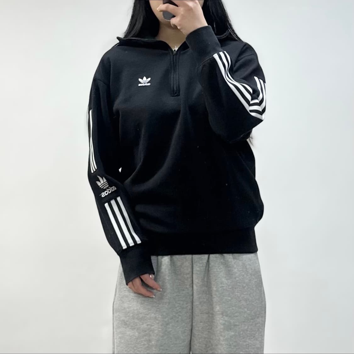 아디다스 락 업 트레포일 로고 하프 집업  상품이미지1
