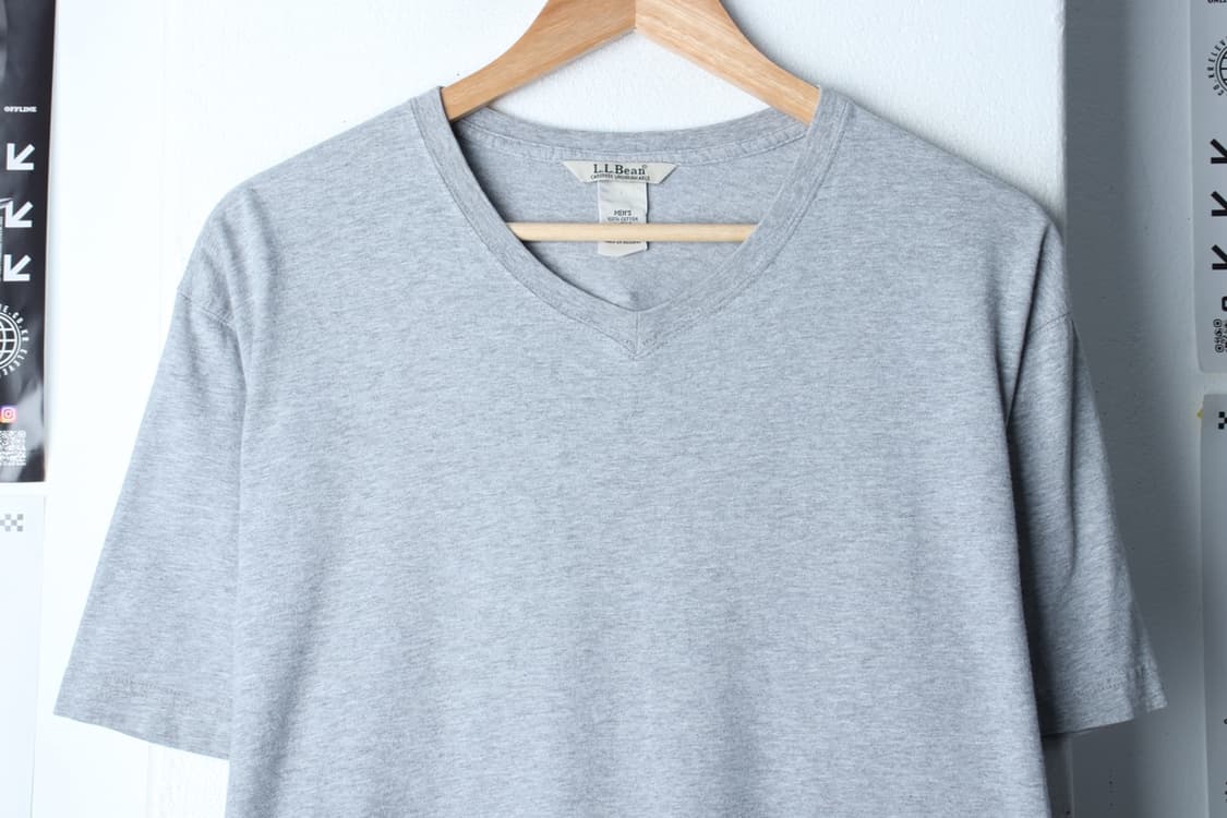 (L-XL) 엘엘빈 반팔 티셔츠 브이넥 그레이 무지 기본-H30127 상품이미지3