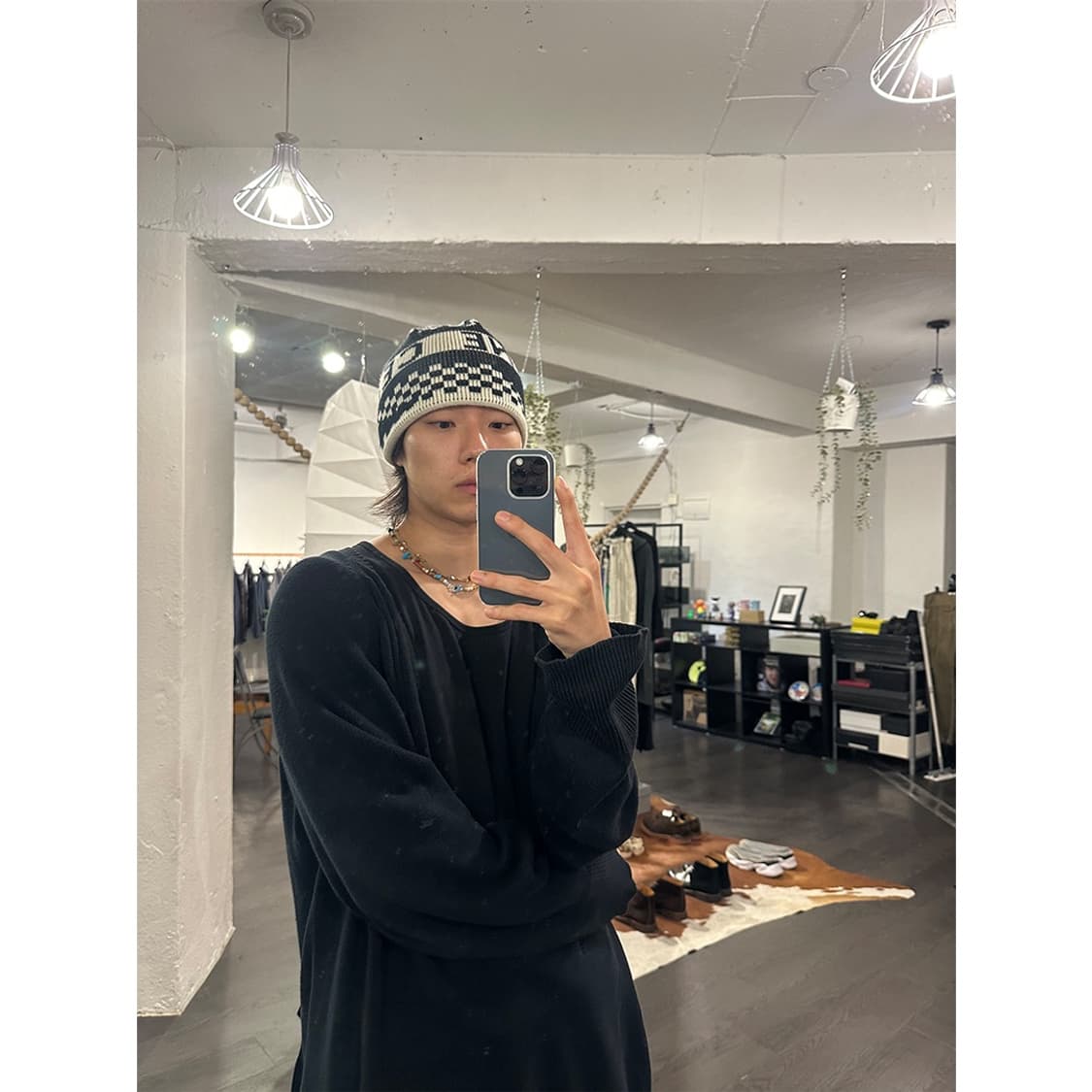 셀린느 체크보드 로고 비니 상품이미지3
