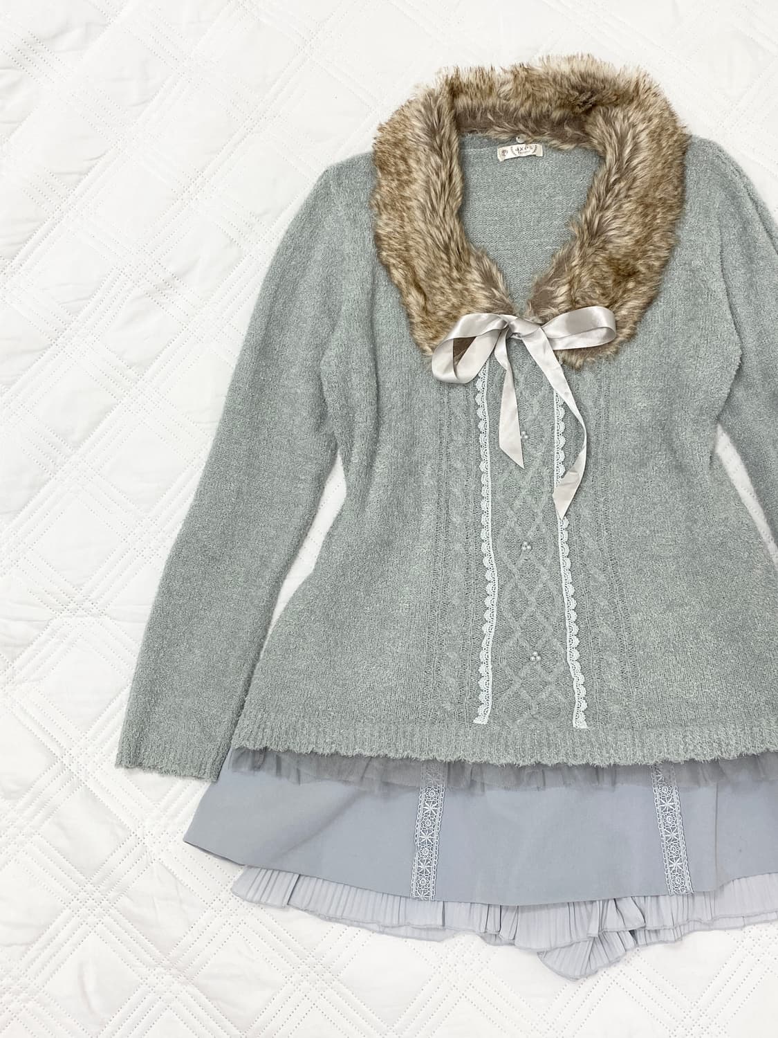 ꒰ঌ 엑시즈팜 로걀 리본 니트 세트 ໒꒱ 상품이미지2