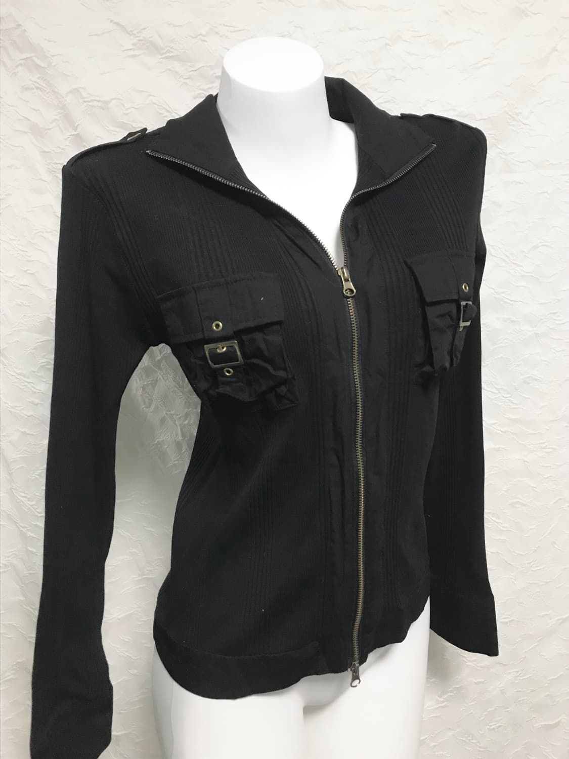 빈티지 beaumere 갸루 펑크 투웨이 금장 포켓 골지 집업 상품이미지2