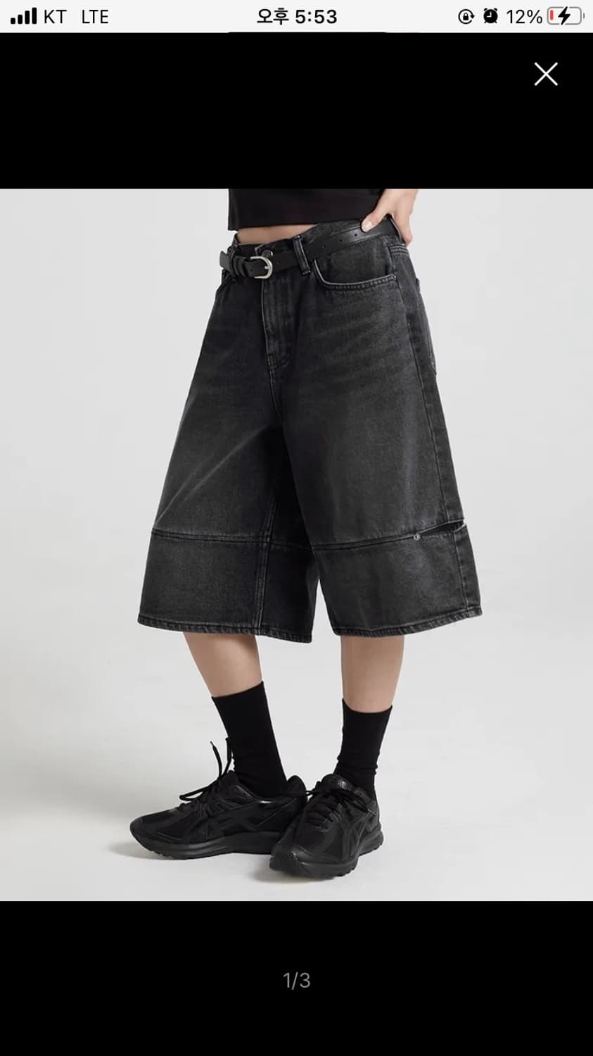 [M]밀리언코르 유니섹스 데님 절개 버뮤다 팬츠(블랙) 상품이미지1