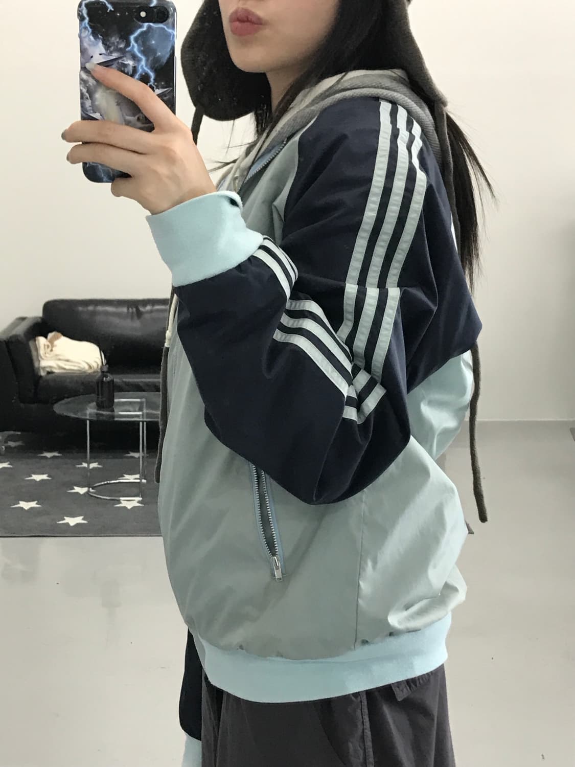 아디다스 스카이블루 코트 범퍼 집업 상품이미지4