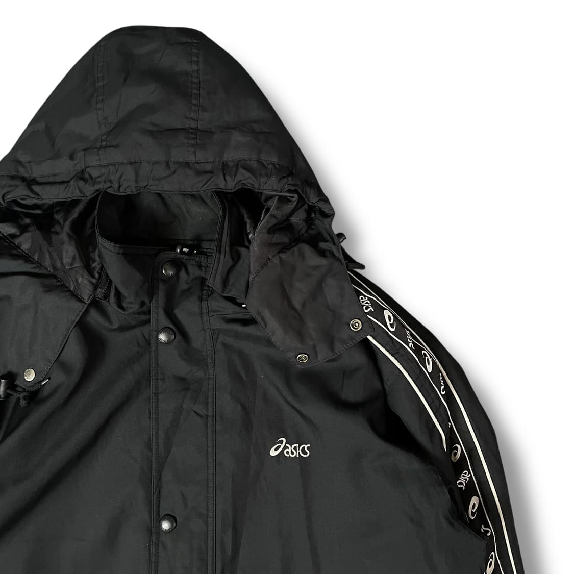 아식스 사이드 풀로고 블랙 후드 롱 바람막이패딩 105 상품이미지3