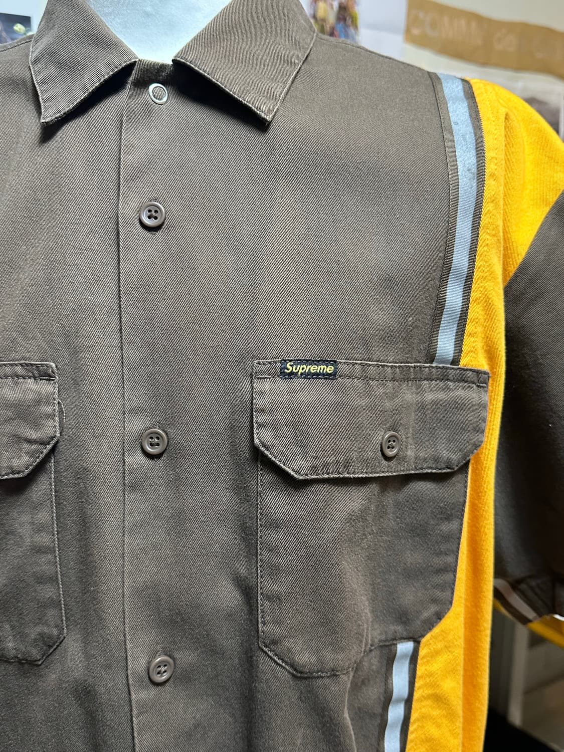 슈프림 리플렉티브 스트라이프 숏슬리브 워크 셔츠 상품이미지3