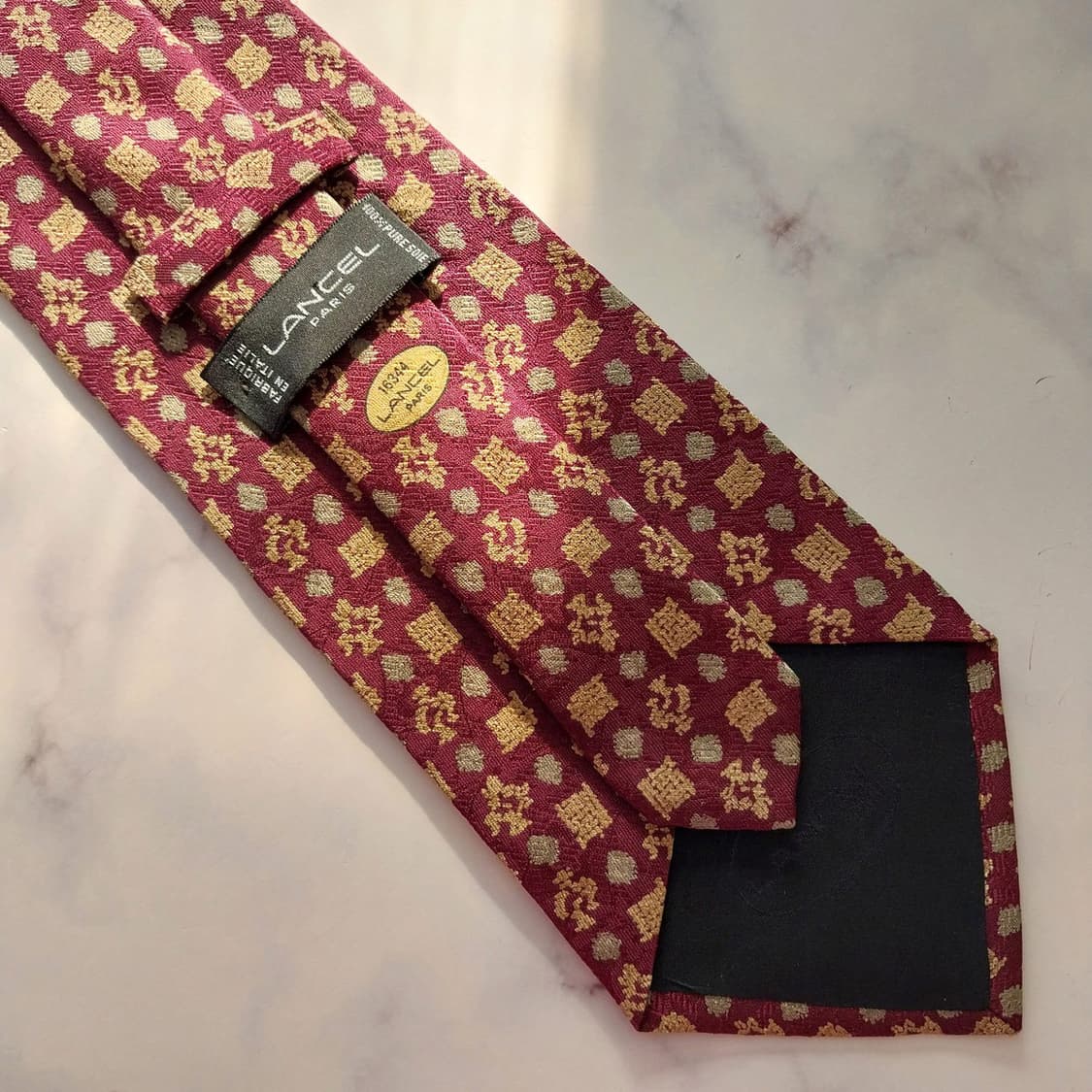 란셀 실크 와인 자카드 패턴 넥타이 9.9cm A+등급 K1364
 상품이미지8