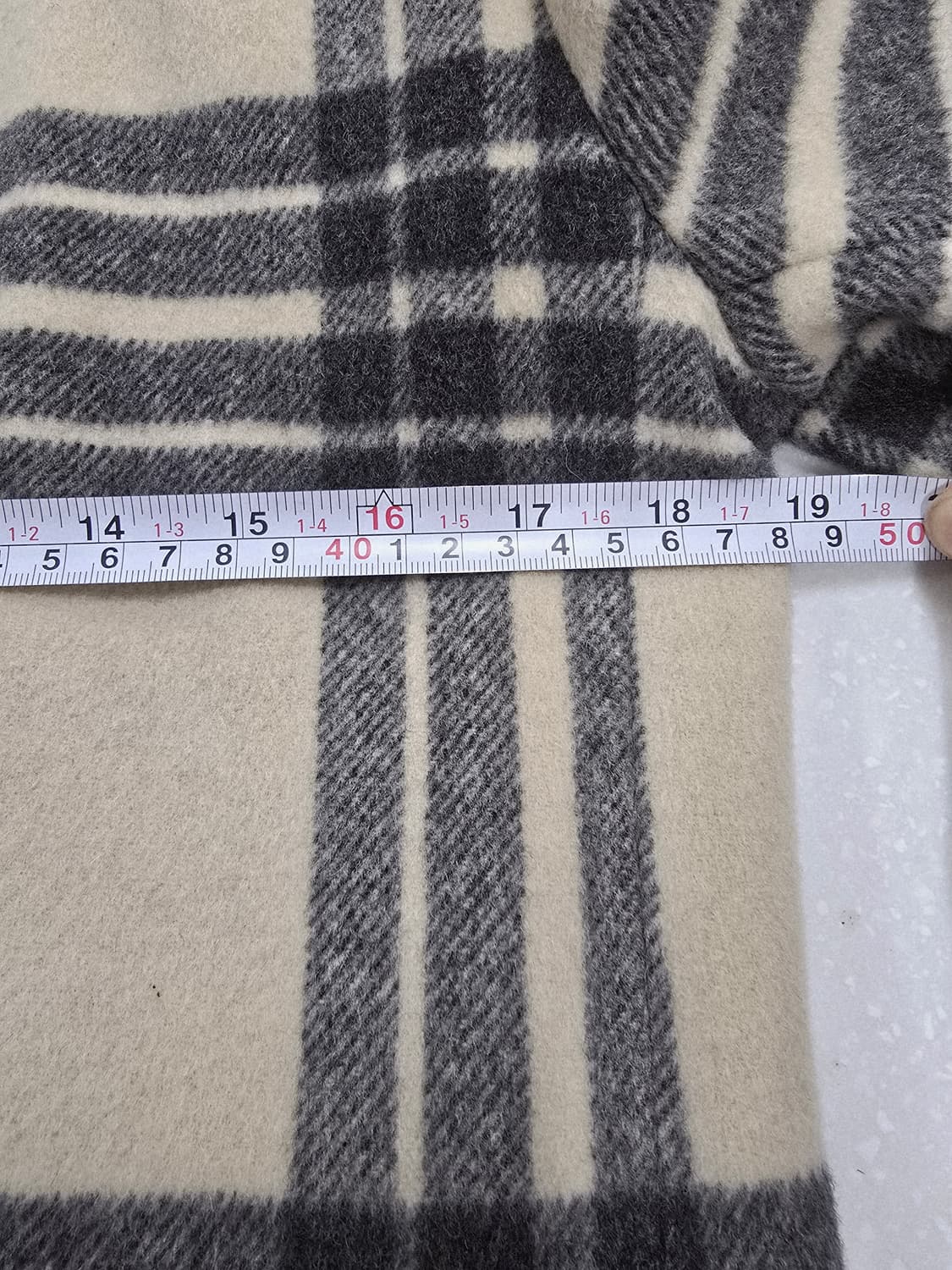 시스템 체크 패턴 모직 코트 상품이미지8