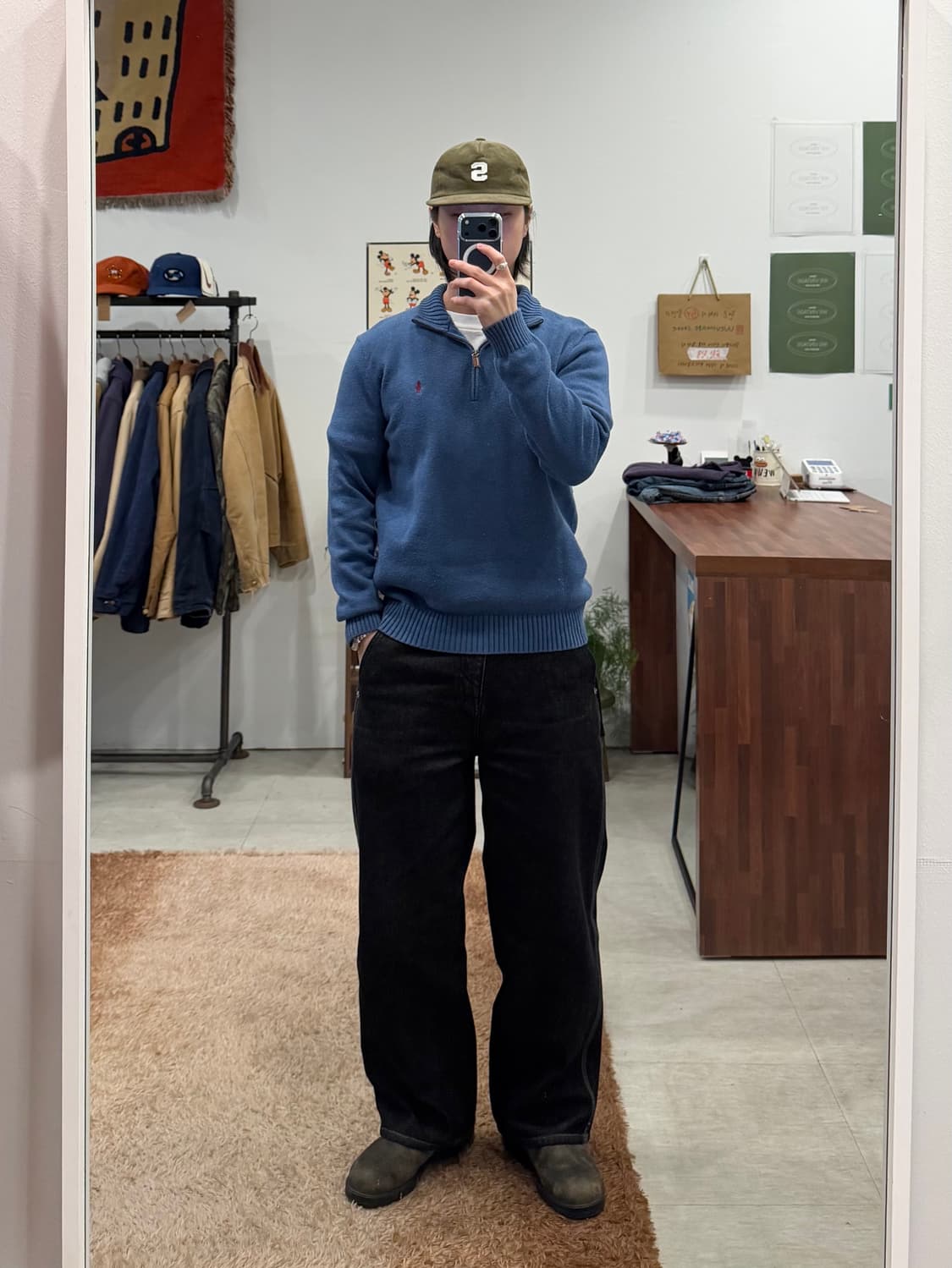 Polo RL 폴로 랄프로렌 하프넥 쿼터 집업 니트 (blue) 상품이미지2