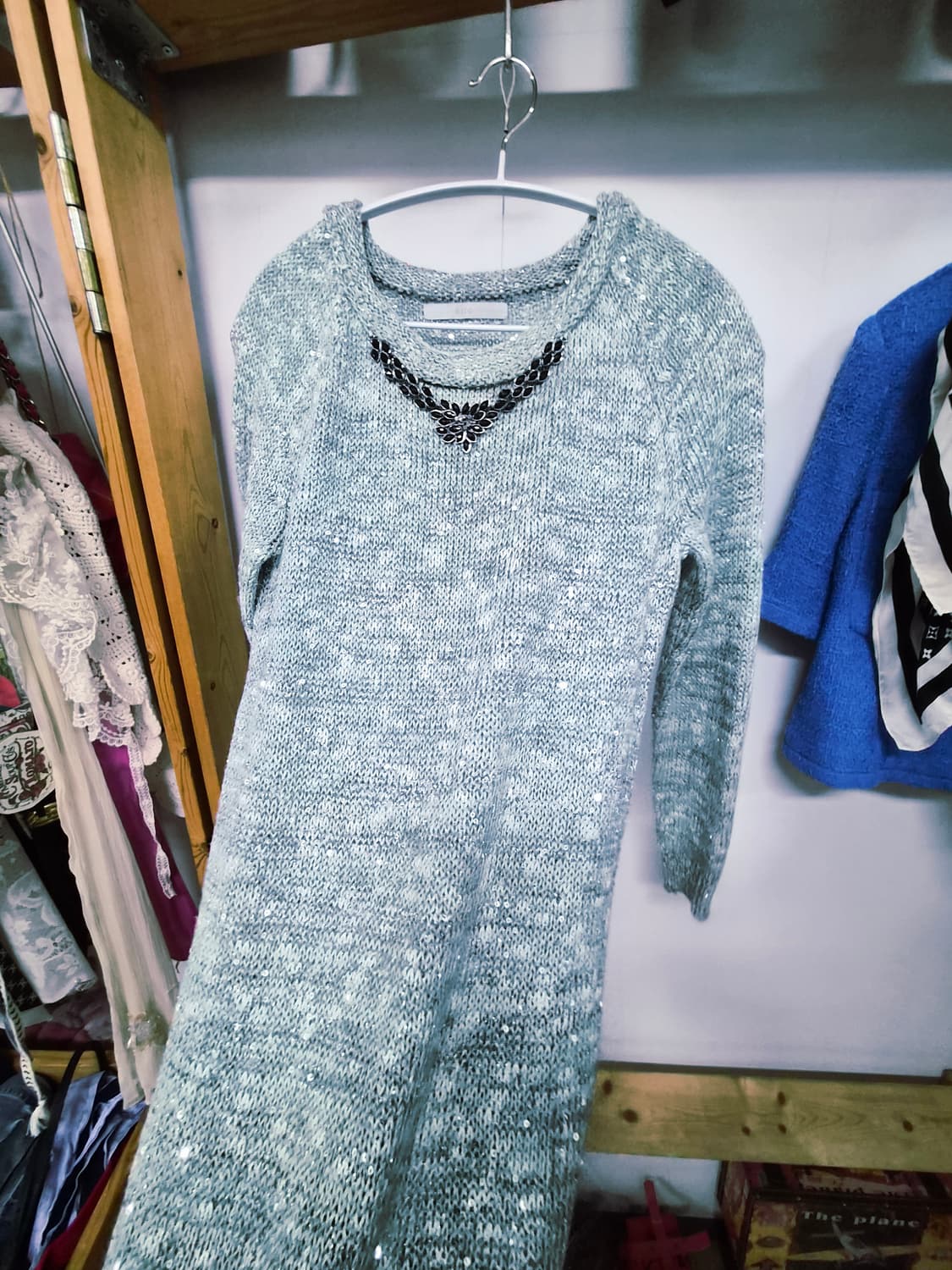 데코 민트 린넨 샤이니 니트원피스& 포켓 롱니트 상품이미지5