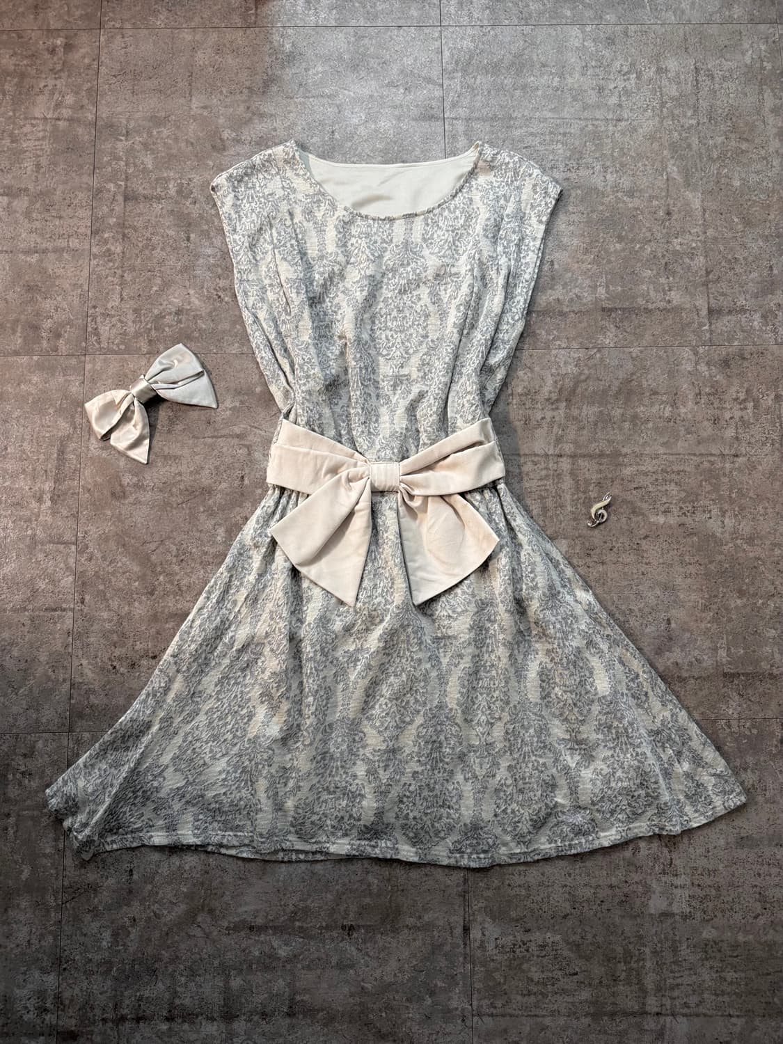 리본 웨이스트 레이스 니트 원피스 2pcs SET 상품이미지7