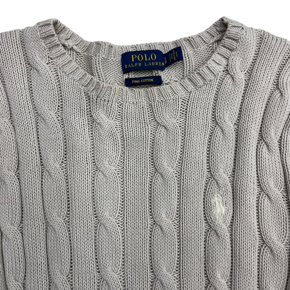 폴로 랄프로렌 화이트포니 라이트베이지 꽈배기 니트 S 상품이미지4