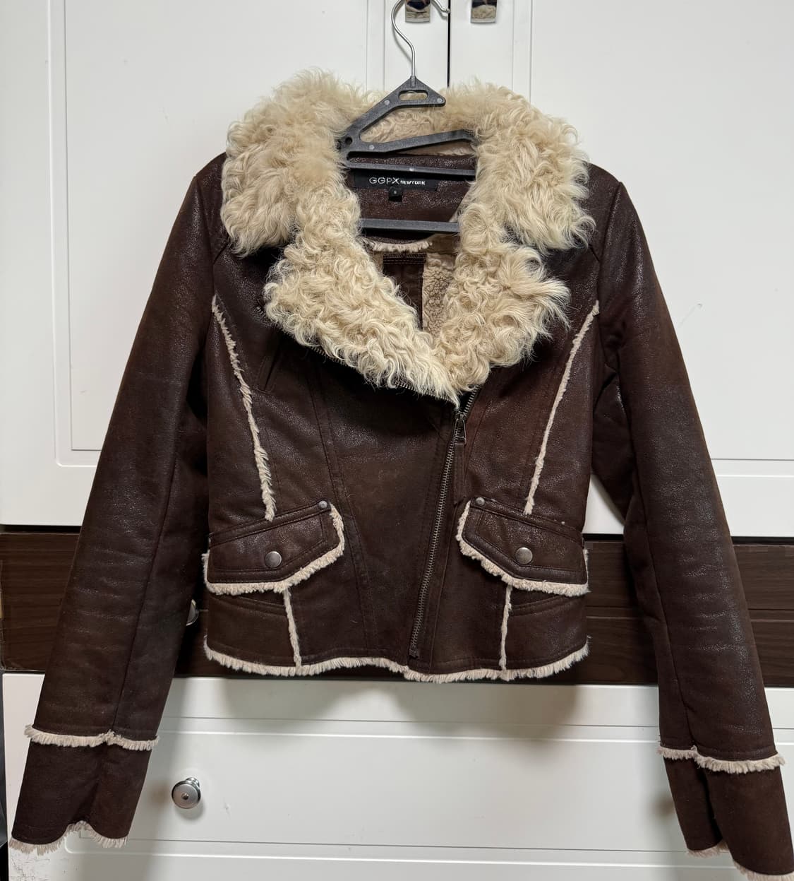 ggpx 빈티지 브라운 레더 무스탕 상품이미지1