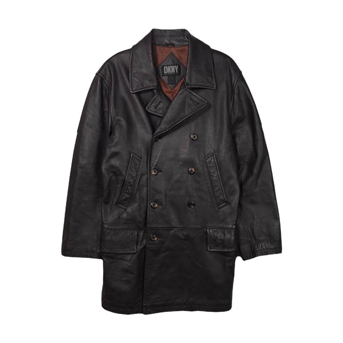 DKNY 리얼레더 더블 코트 S 상품이미지1