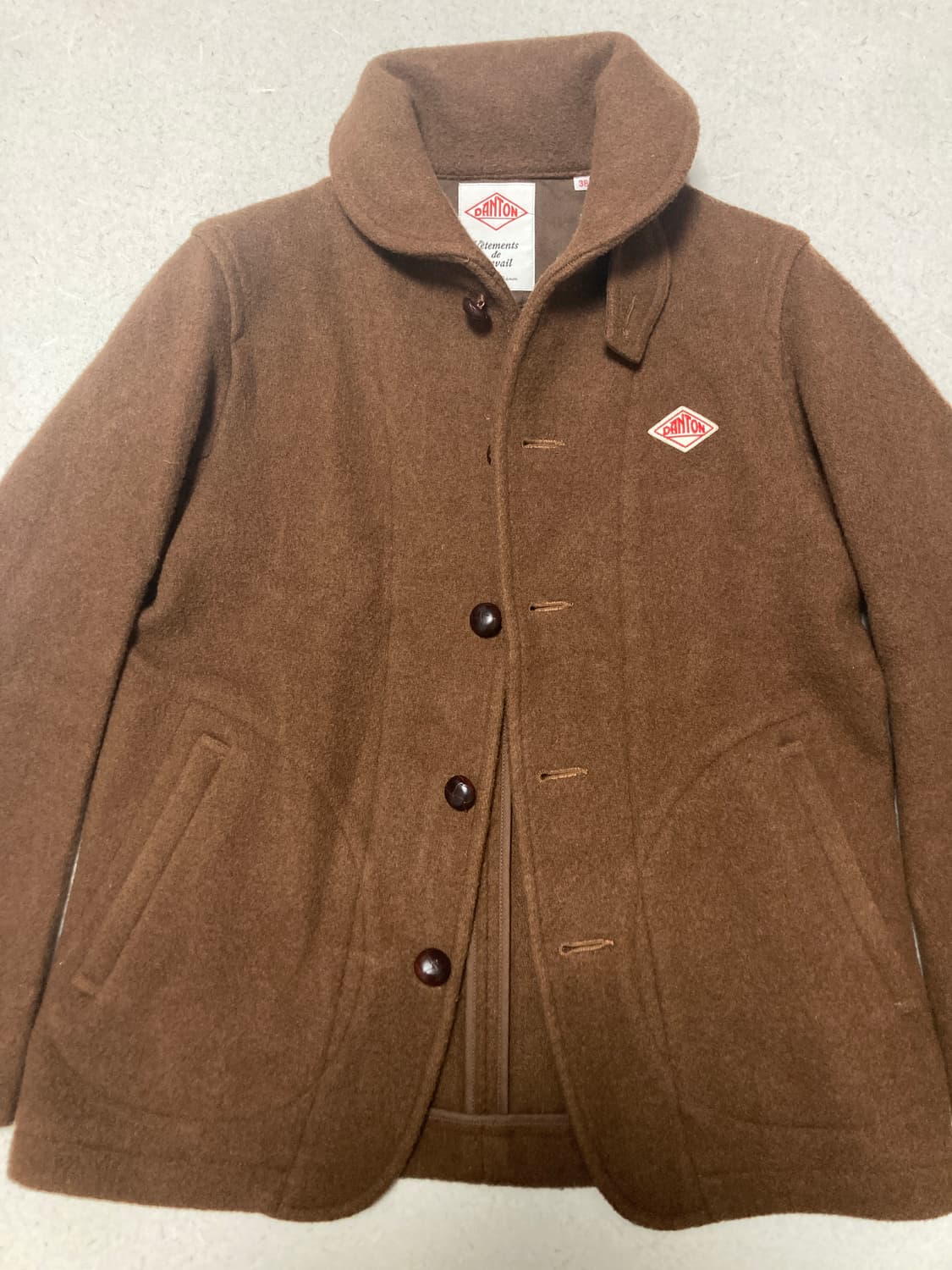 단톤 울 파일 라운드 카라 숏 코트 38 상품이미지2