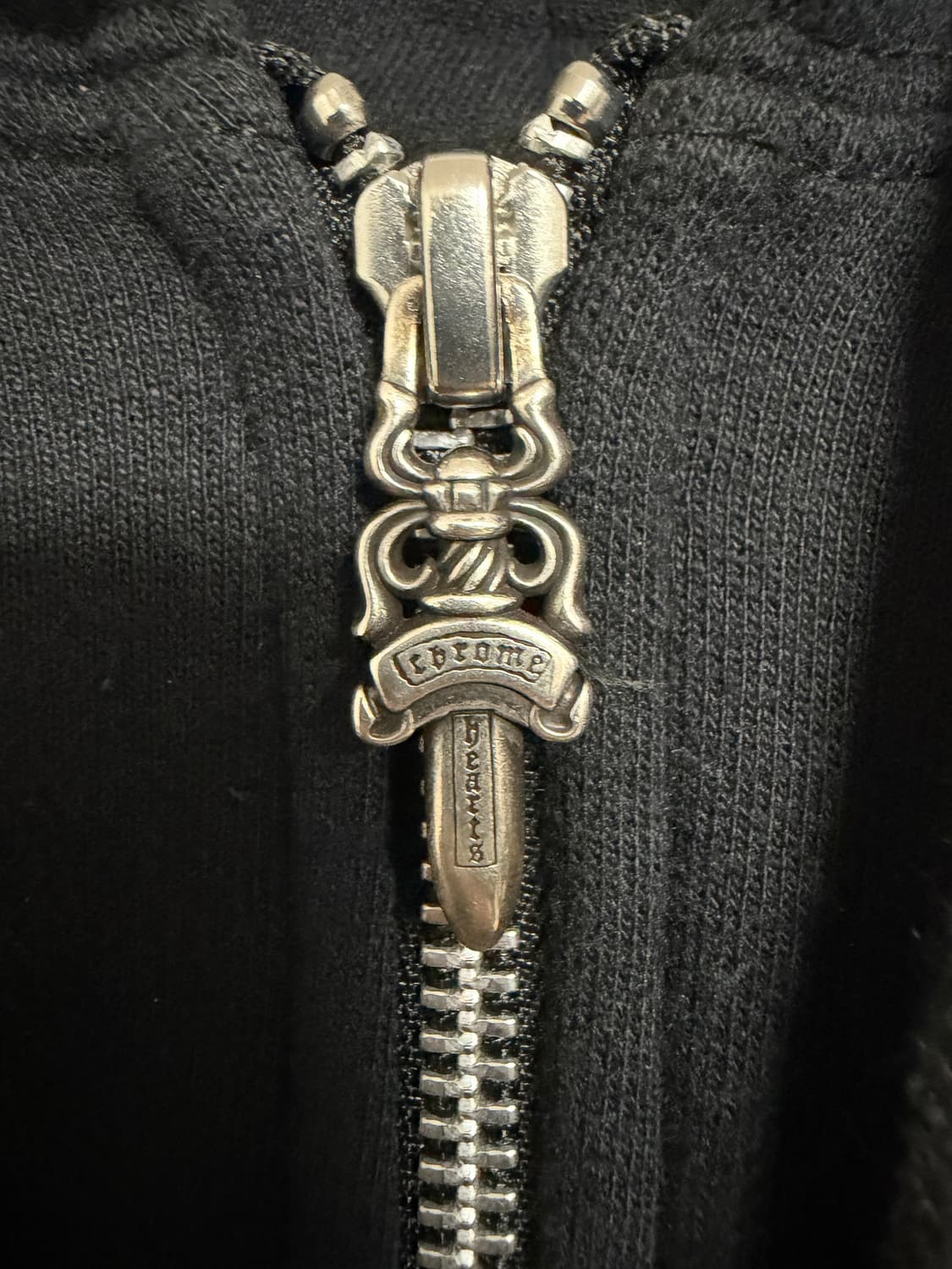 크롬하츠 버티컬 로고 헤비웨이트 후드집업 블루블랙 상품이미지3