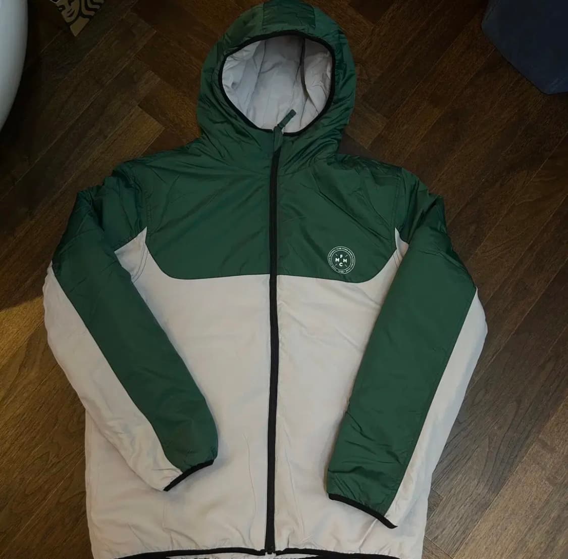 FCMM 리버시블 경량패딩 컬러블럭 그레이-그린 후드패딩자켓 상품이미지6