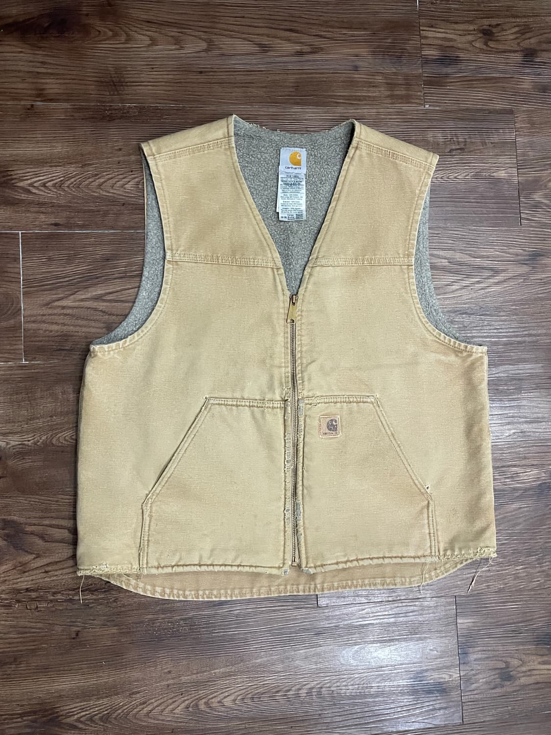 00s 칼하트 V26 덕 캔버스 셰르파 워크 베스트 카멜 상품이미지1