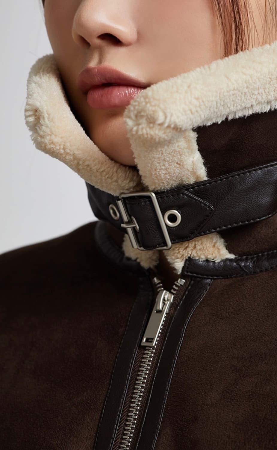 스파오 퍼배색 무스탕 브라운 M 상품이미지2