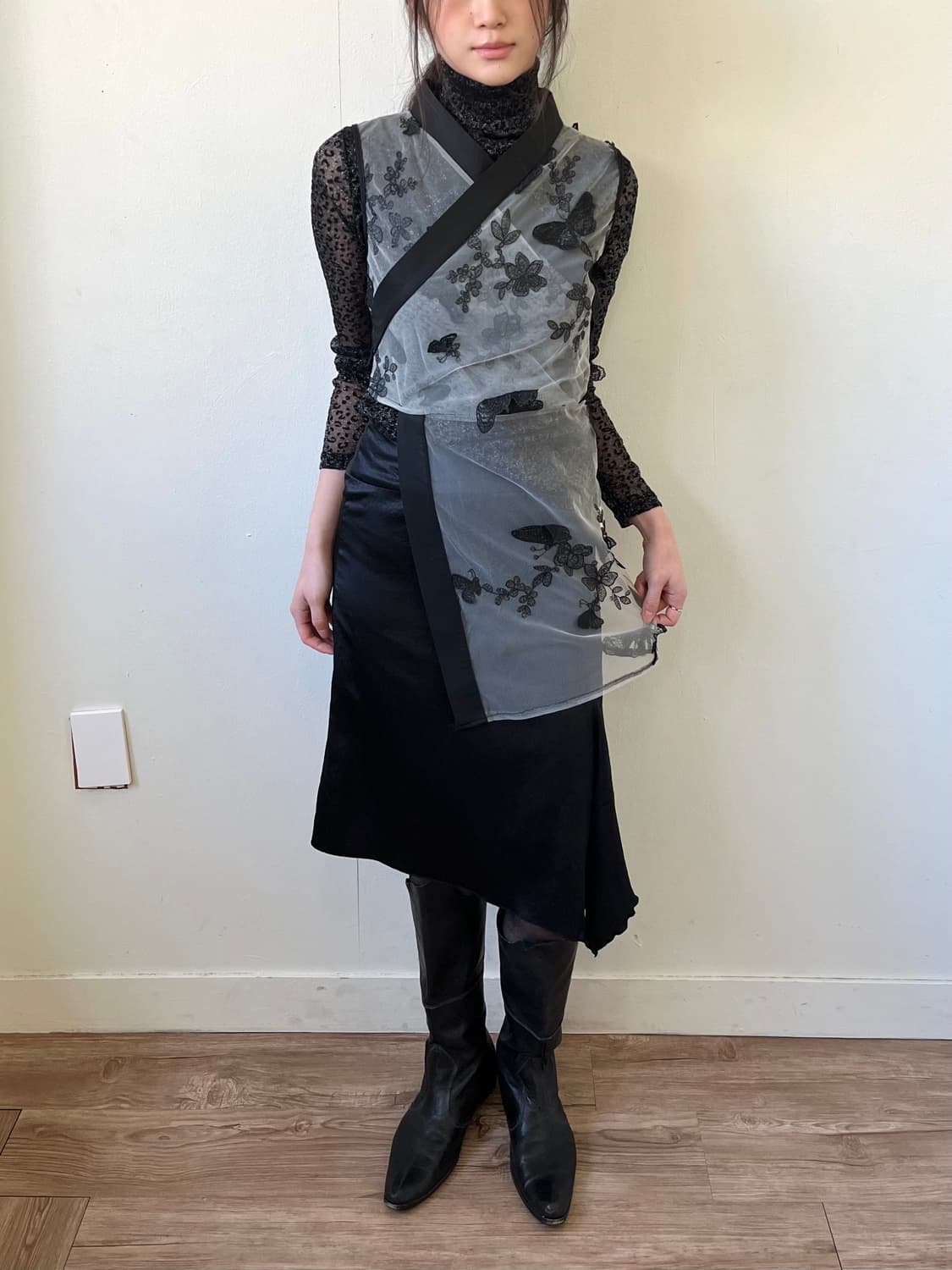 Japan vtg 버터플라이 시스루 베스트 상품이미지7