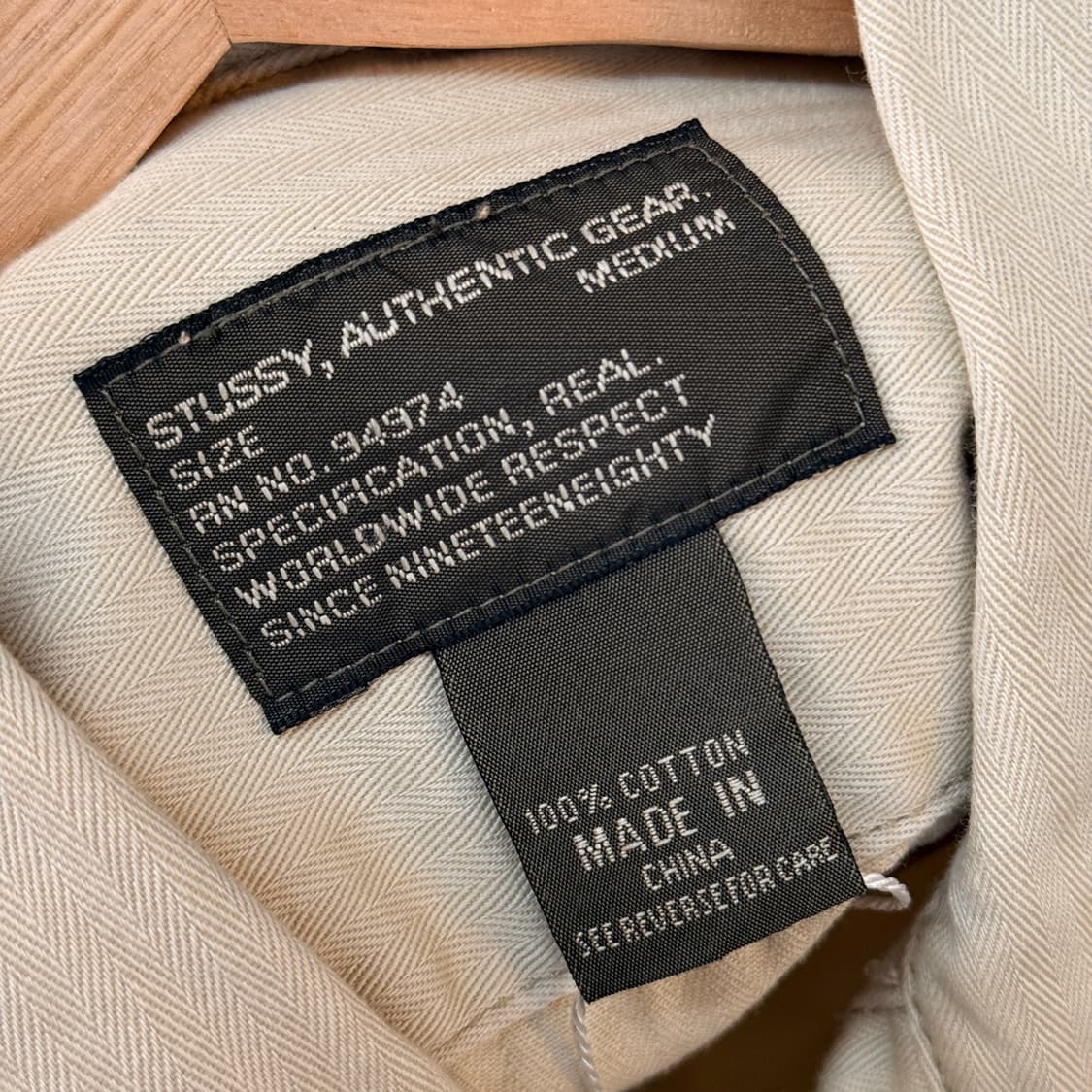 00'S STUSSY 밀리터리 반팔 셔츠 헤링본 원단 M L 상품이미지6