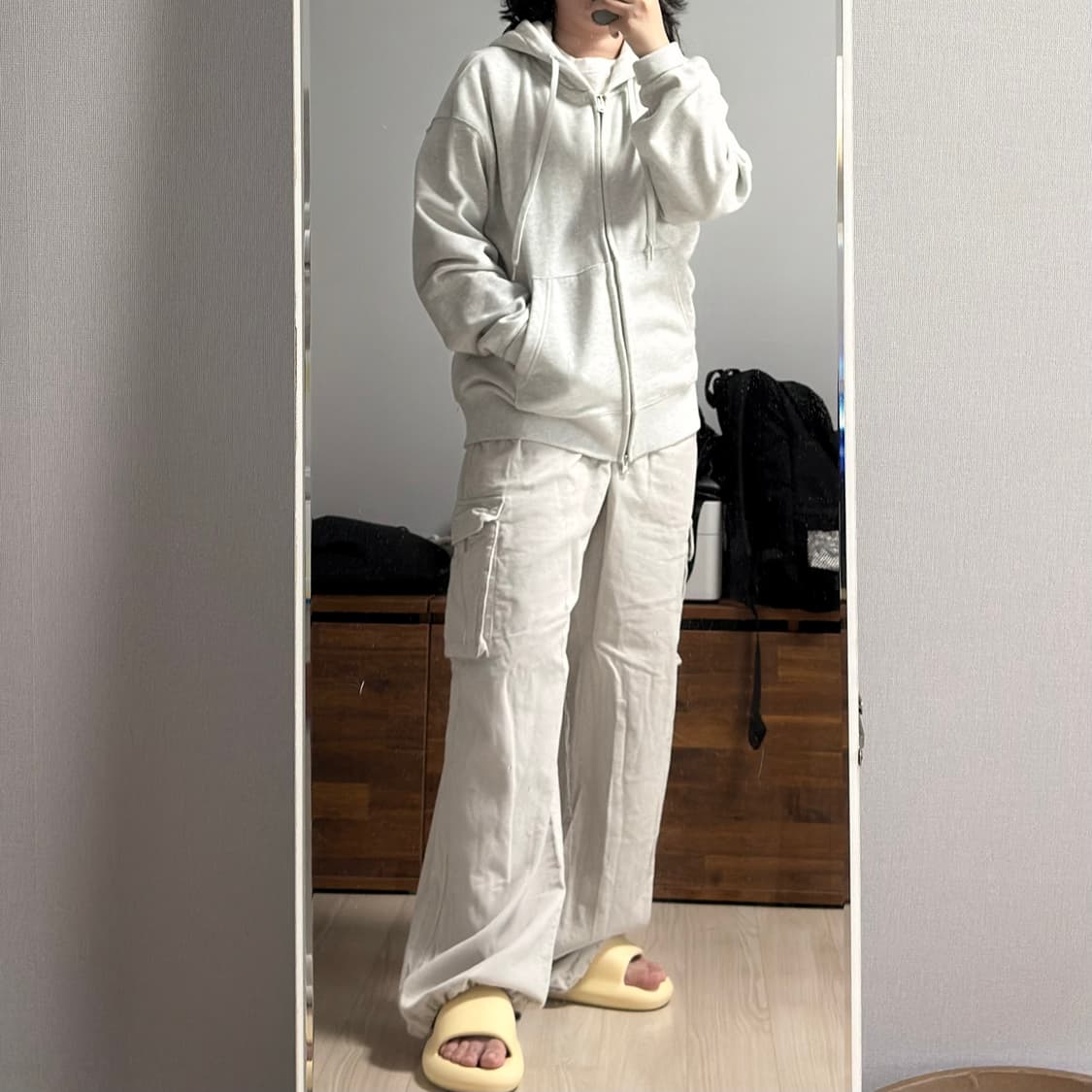 무신사스탠다드 오트밀 그레이 후드집업 S 상품이미지2