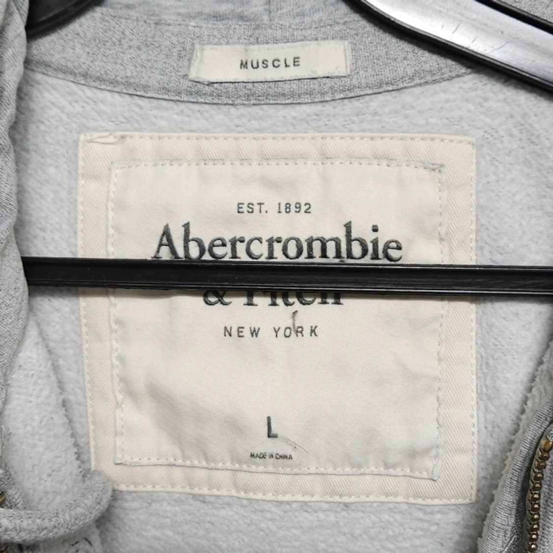 100 아베크롬비 기모 후드집업 그레이 로고 자수 캐주얼 상품이미지9