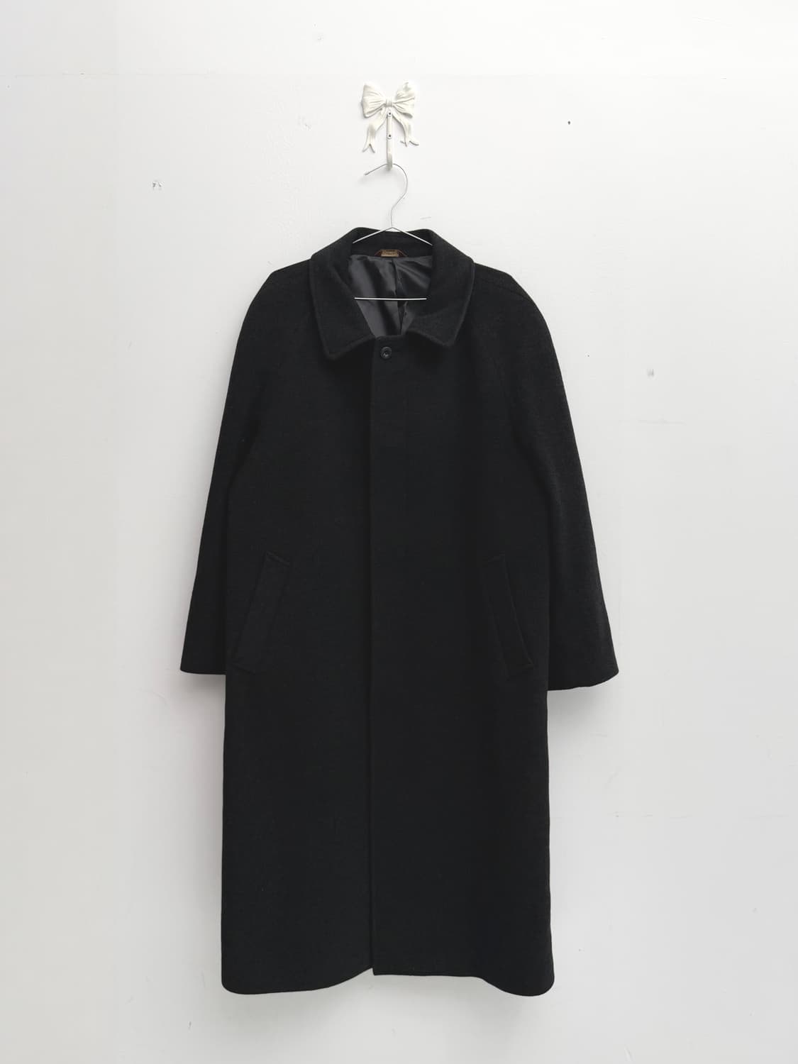 블랙 오버핏 롱 코트 상품이미지3