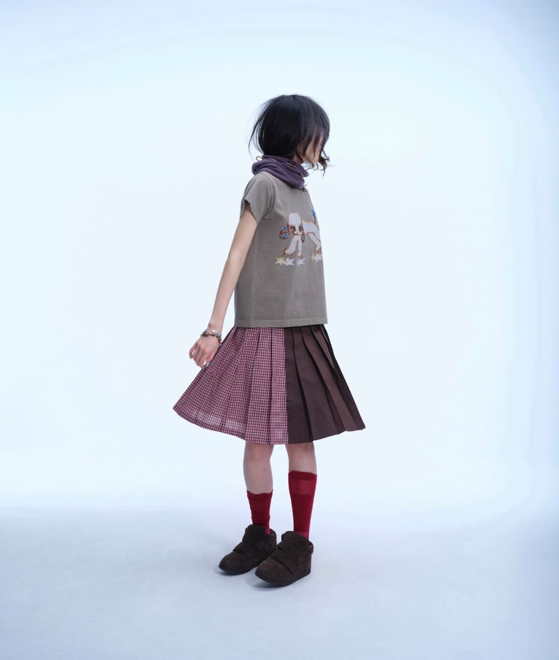 코이세이오 TRIPLE LAYER PLEATED SKIRT BROWN 상품이미지3