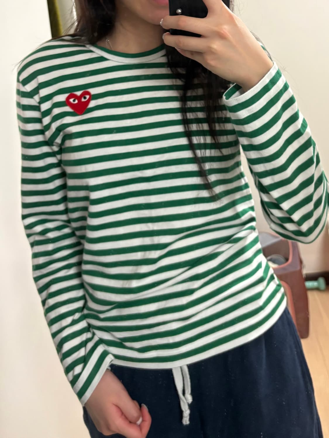 꼼데가르송 레드와펜 스트라이프 롱슬리브 그린 상품이미지1