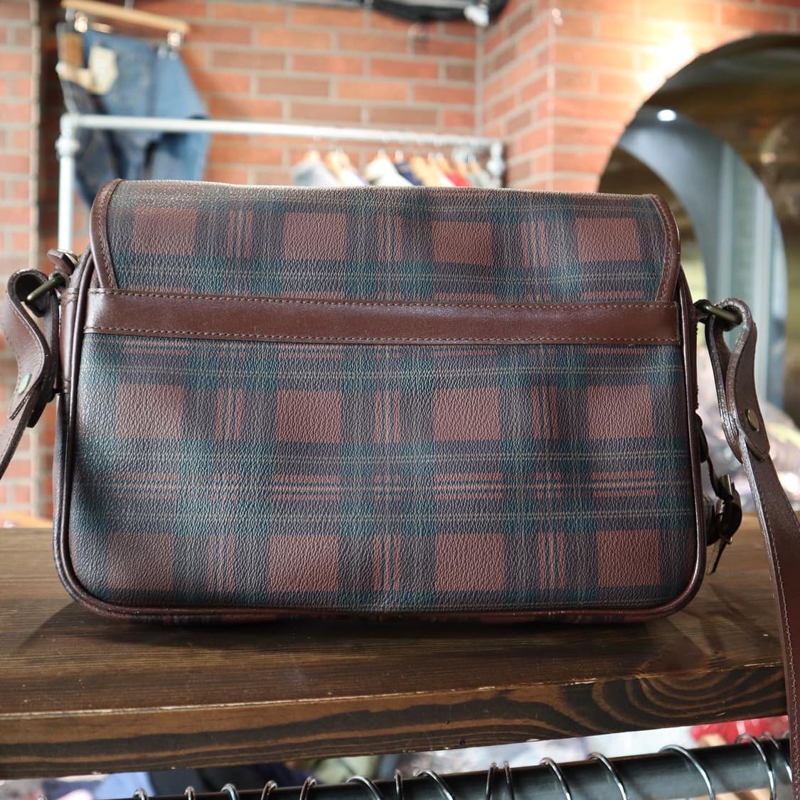 폴로 타탄체크 레더 크로스백 상품이미지2