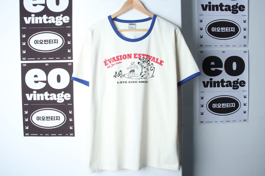 (L-XL) 아모우 반팔 티셔츠 링거 아이보리 올드스쿨-H33170 상품이미지2