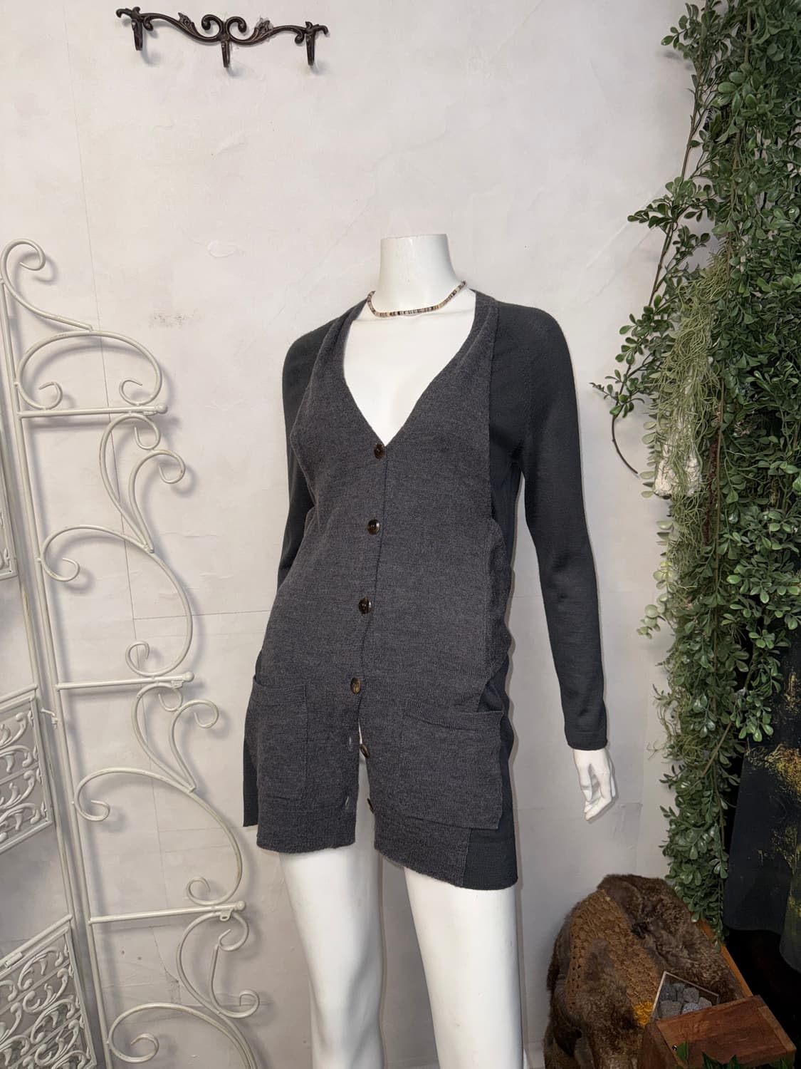 SYSTEM charcoal vest layered loose 가디건 상품이미지6