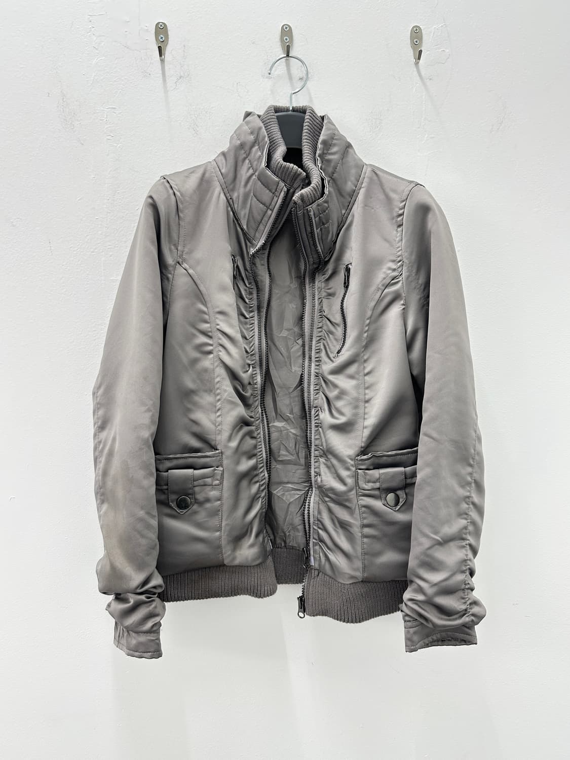 Vintage Silver Ruched shirring Bomber  상품이미지8