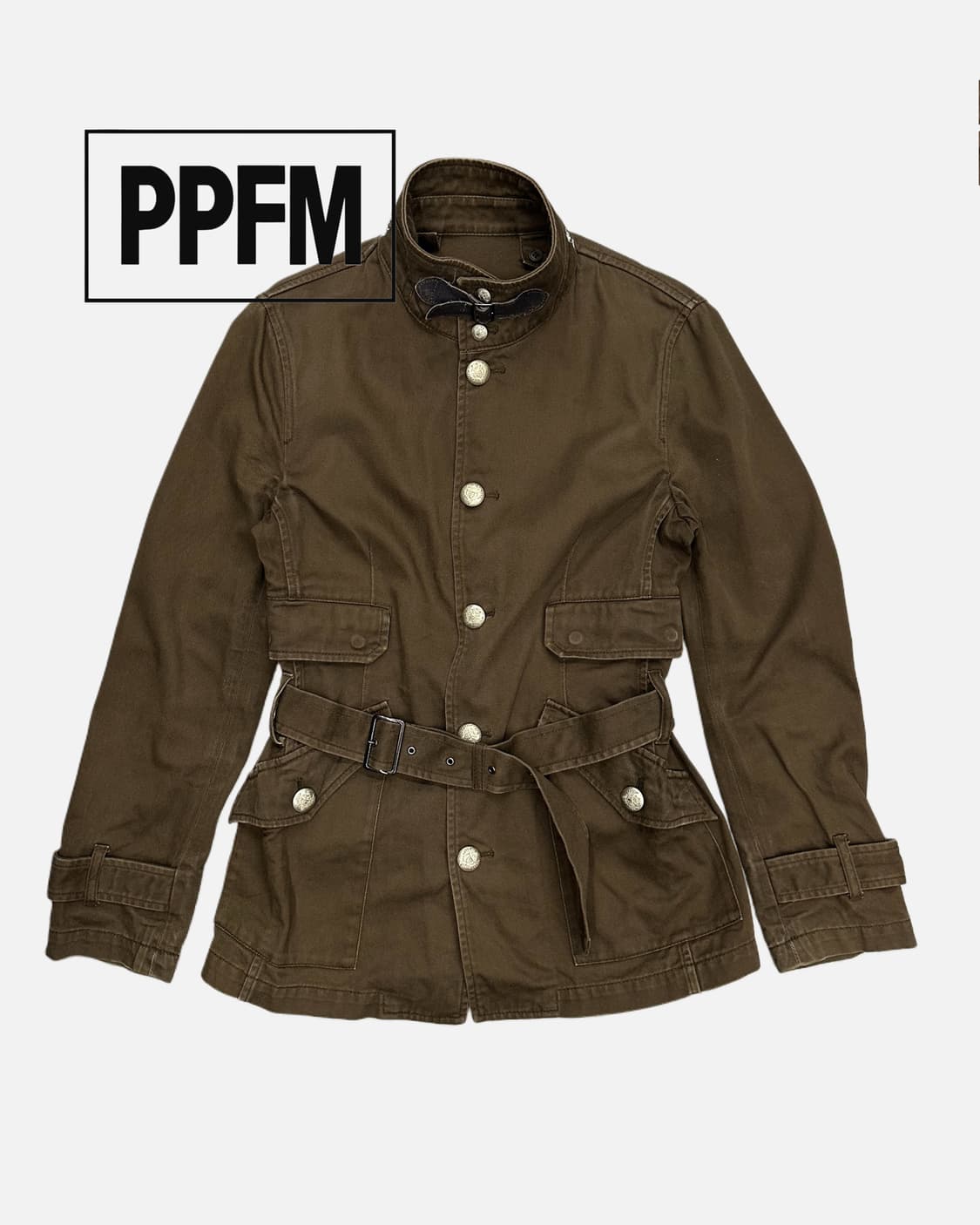 dark khaki belted military jacket 상품이미지1