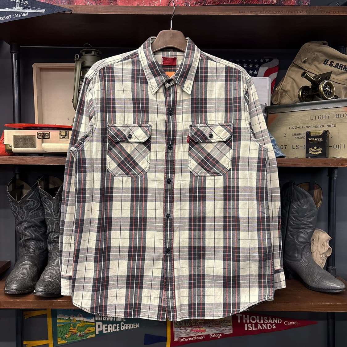 00s 리바이스 레드탭 재팬라인 코튼트윌 타탄체크 워크셔츠 N867 상품이미지1