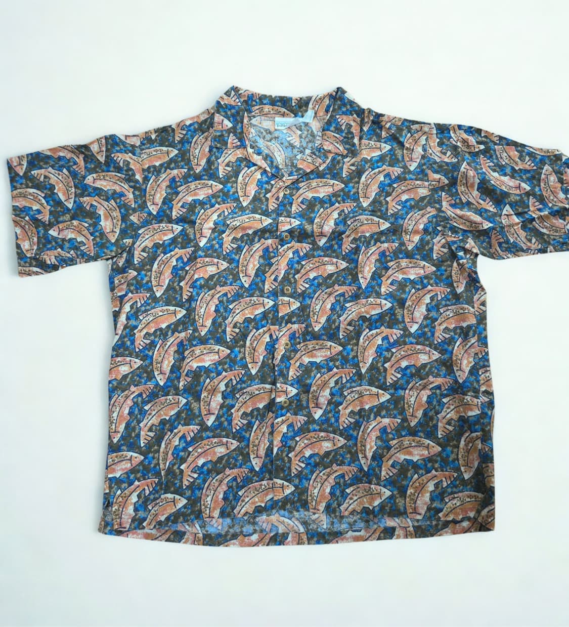 (L)파타고니아 90s vtg 하와이안 셔츠 물고기 패턴 파타로하 하프 상품이미지3