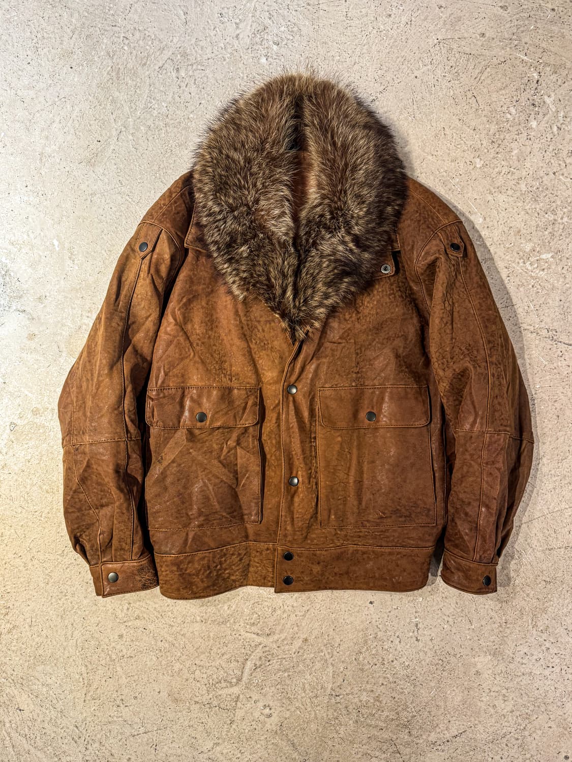 Leather Wear –  Fur Collar Leather Jacke 상품이미지1