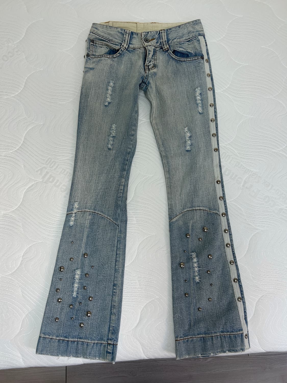 빈티지 큐빅 찡 청바지 부츠컷 연청 워싱  상품이미지1