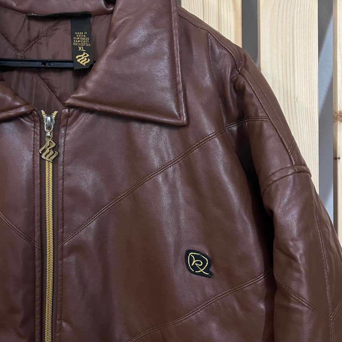(XL~XXL) 로카웨어 브라운 레더 봄버자켓  상품이미지3