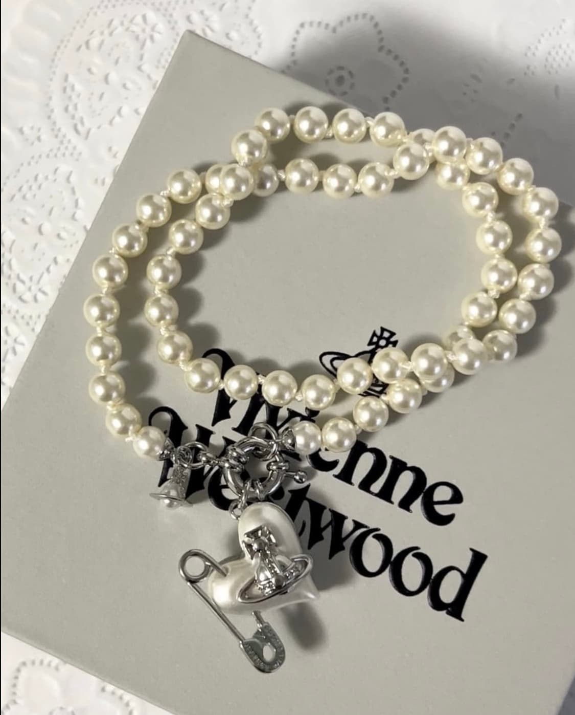 비비안웨스트우드 어커이브 오리에타세이프티핀 진주 펄 초커 목걸이 상품이미지3