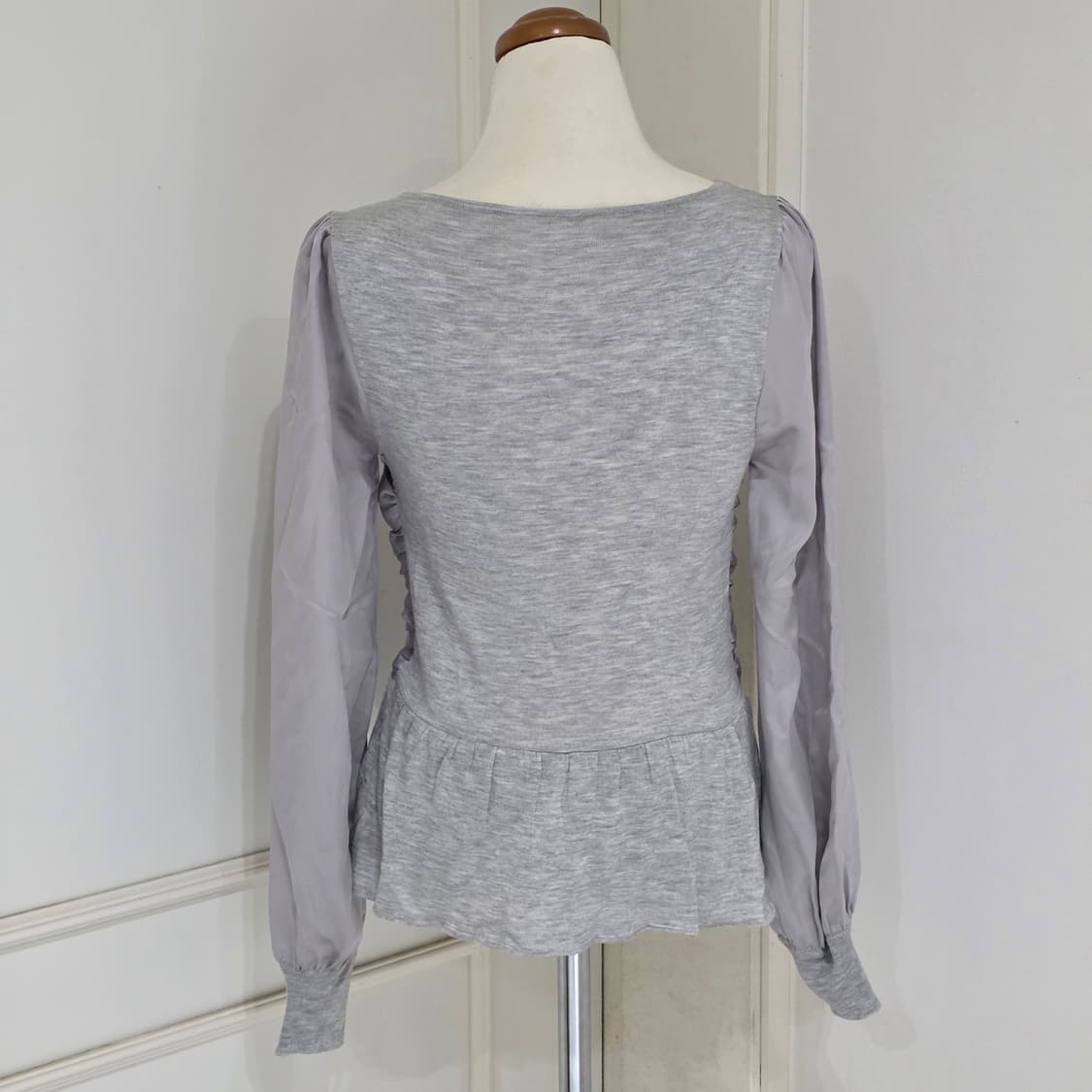 빈티지) 실버 새틴 셔링 로맨틱 데일리 긱시크 긴팔블라우스 상품이미지2