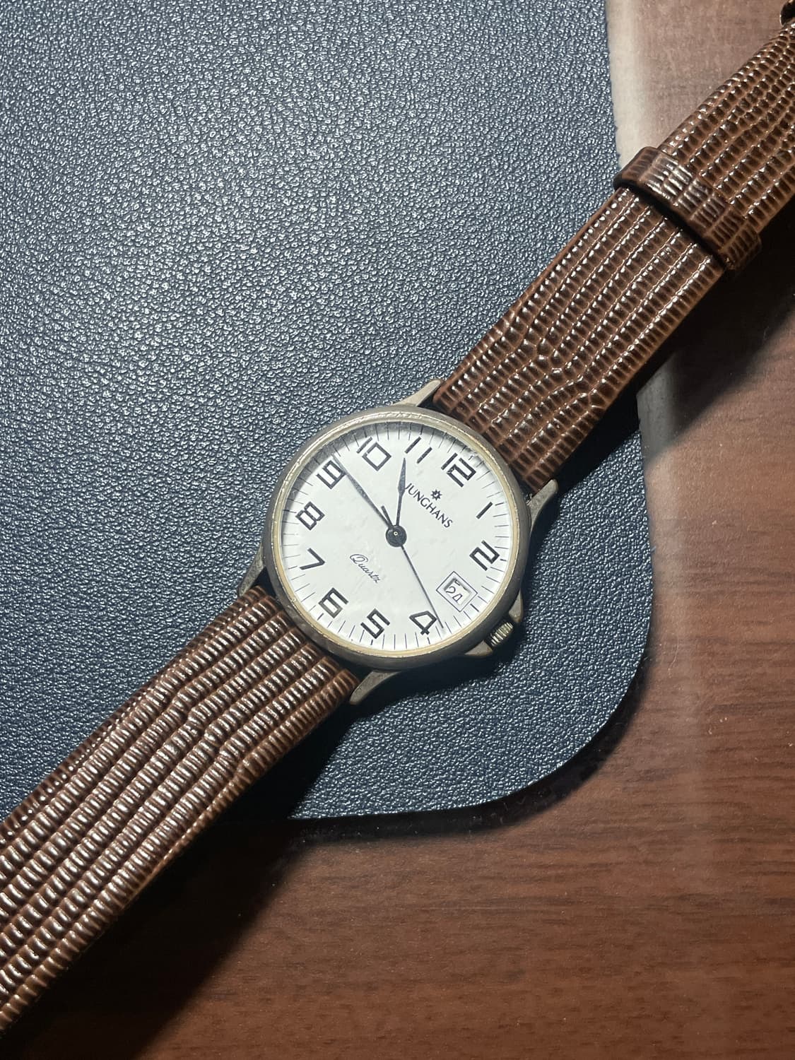 빈티지 융한스 쿼츠 레더 시계 상품이미지4