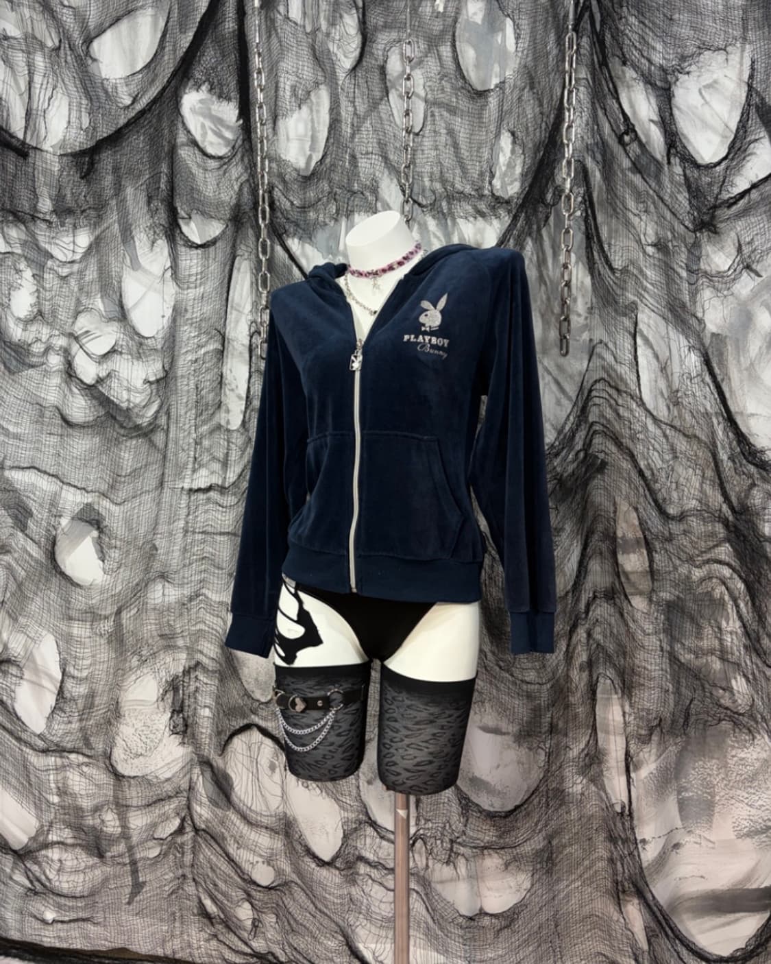 play boy bunny Velvet Glitter Hoodie Zip 상품이미지1