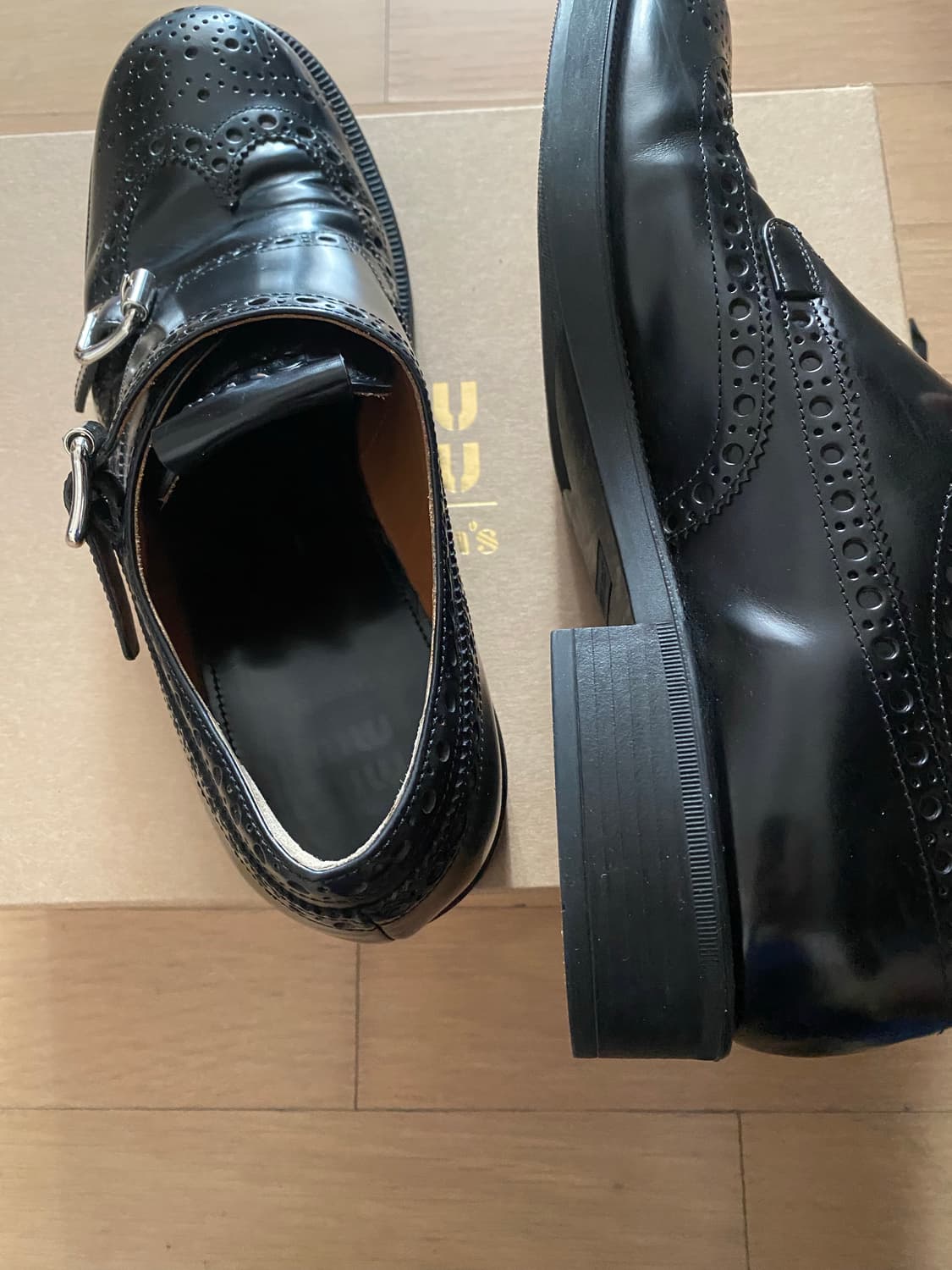 미우미우 처치스 몽크 브로그 블랙 상품이미지8