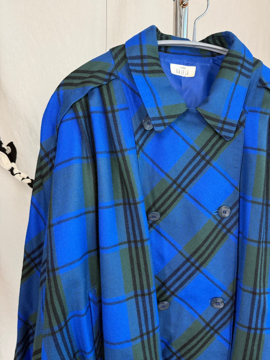 (Deadstock) ANJELA 블루 체크 더블 자켓 상품이미지4