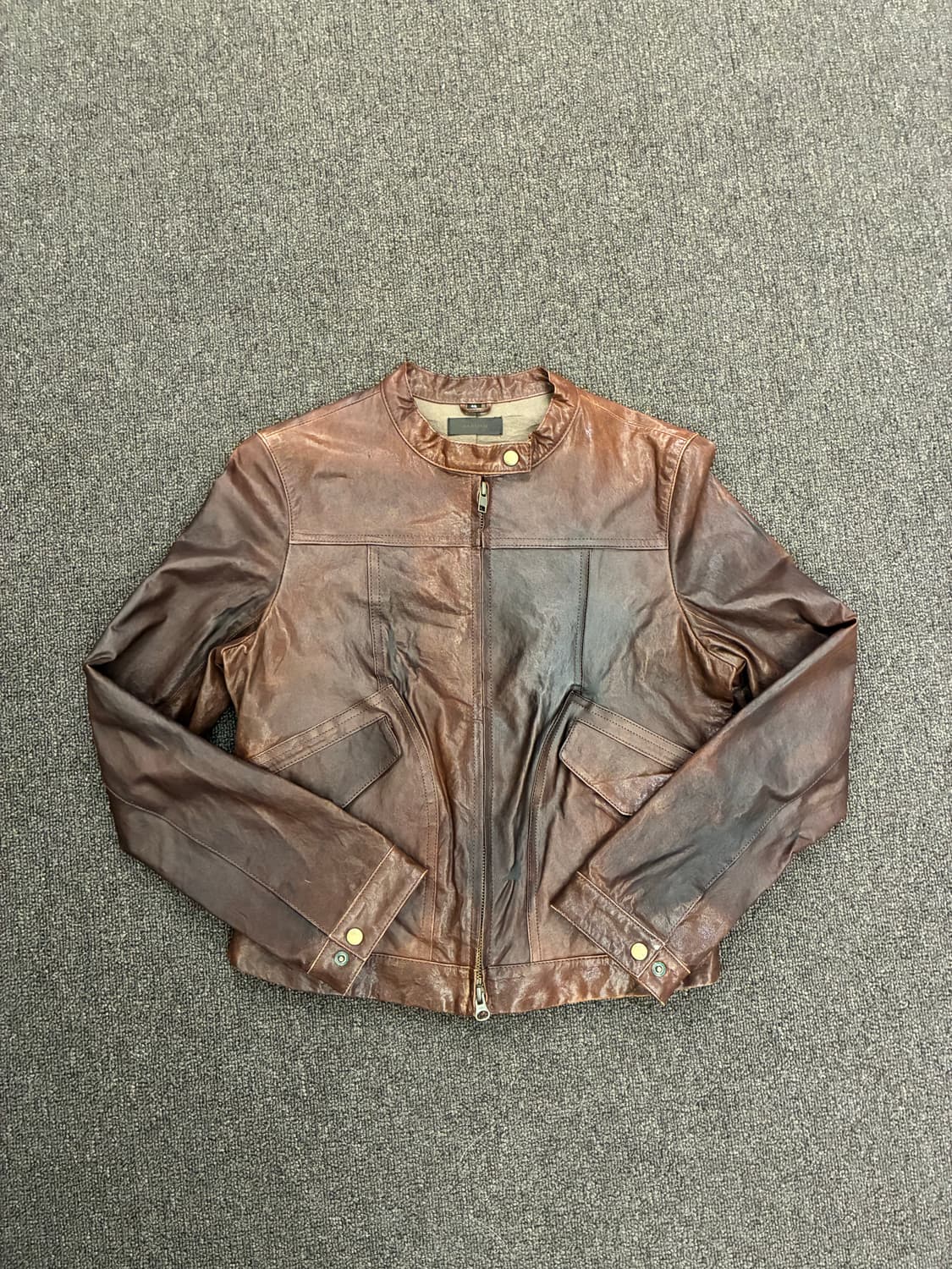 40)Japanese vintage 여성 갈색 가죽 자켓 상품이미지4